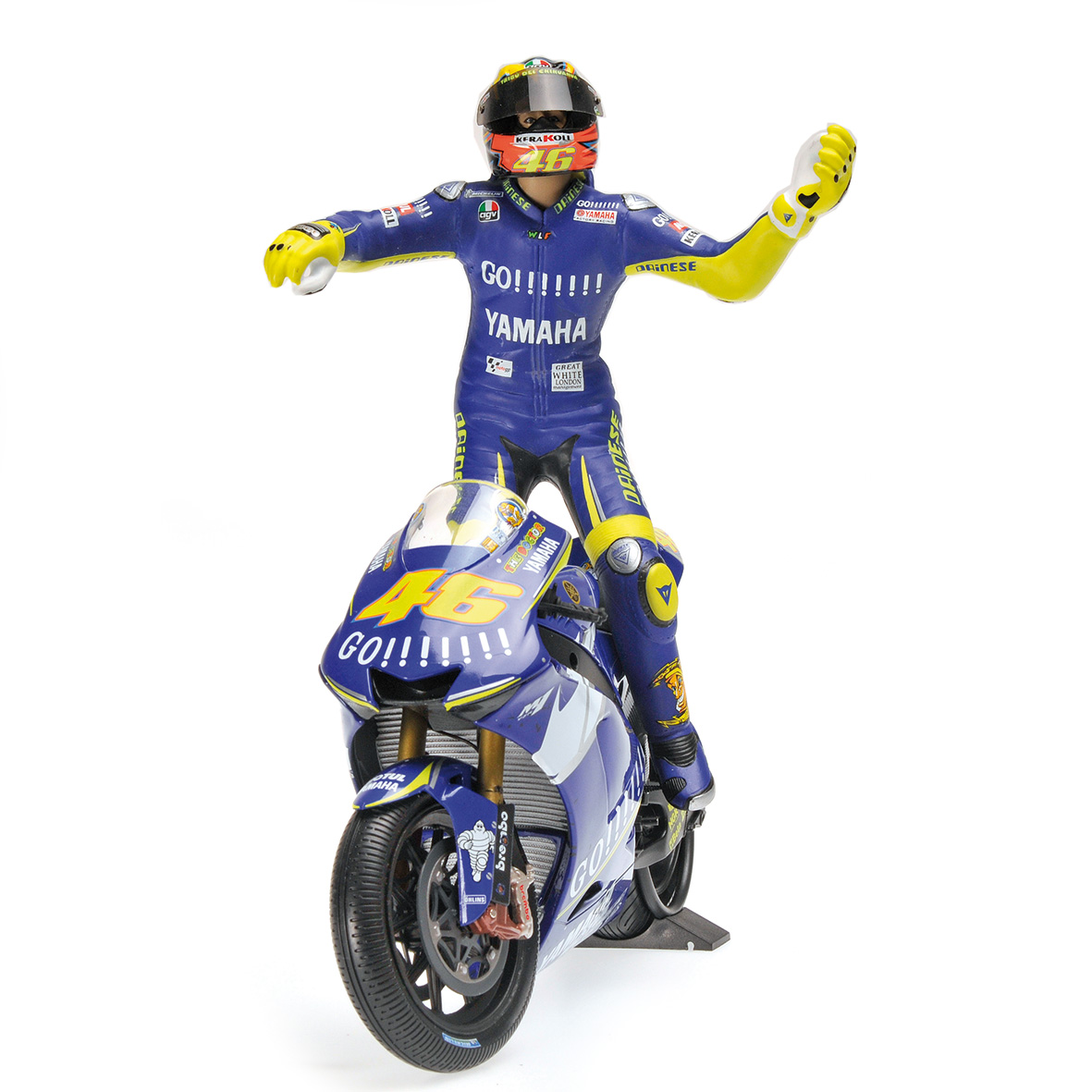 SET BIKE + FIGURINE YAMAHA YZR-M1 - VALENTINO ROSSI - MOTOGP DONINGTON 2005