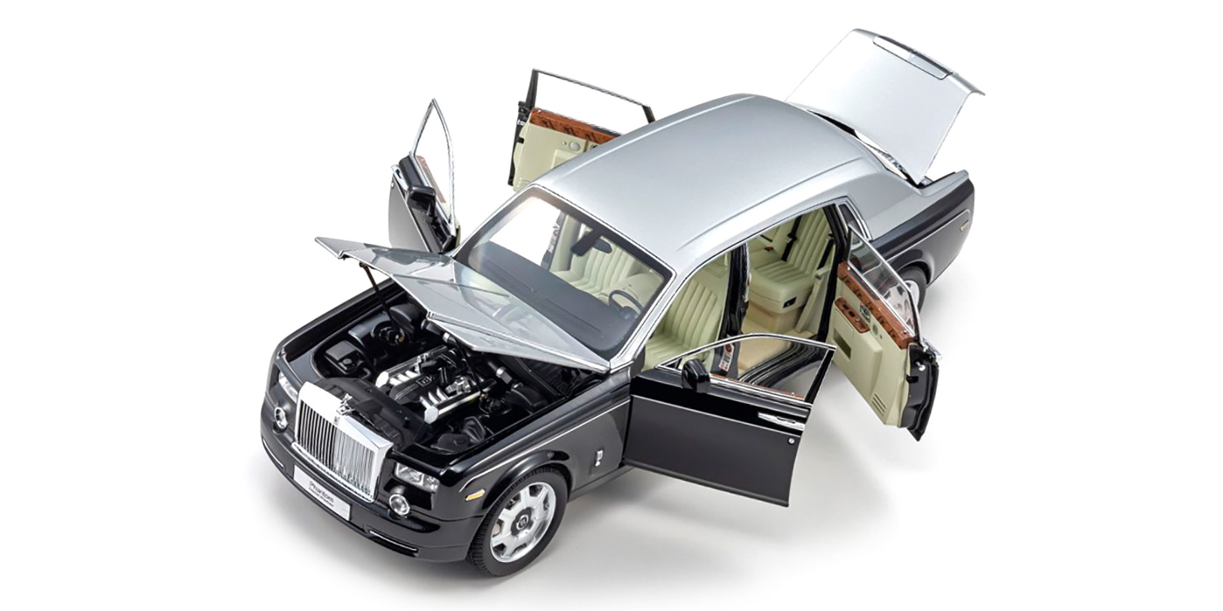ROLLS ROYCE PHANTOM EXTENDED WHEELBASE - BLACK/SILVER (08841BKS)