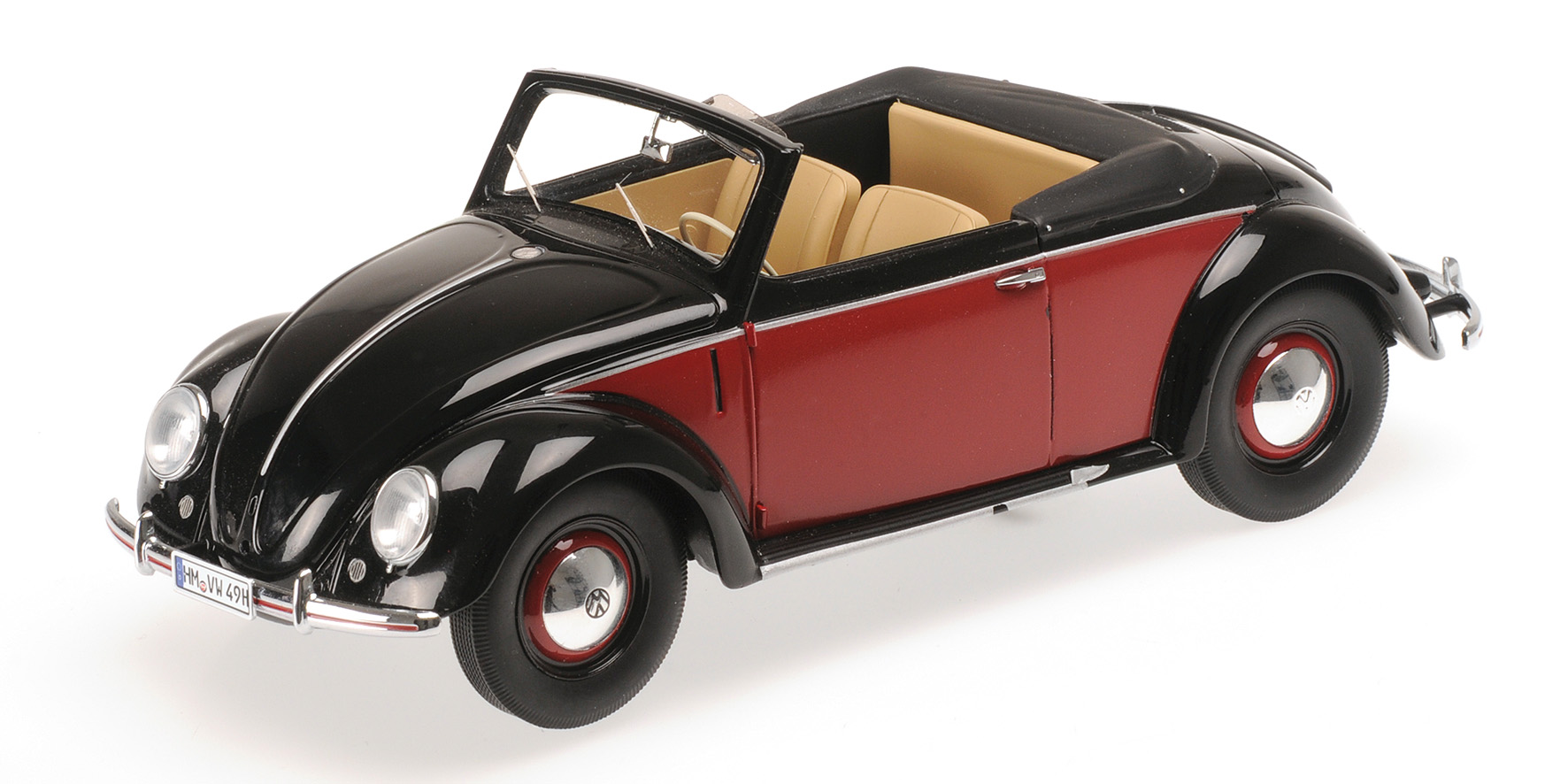 VOLKSWAGEN 1200 CABRIOLET HEBMUELLER - 1949 - BLACK/RED