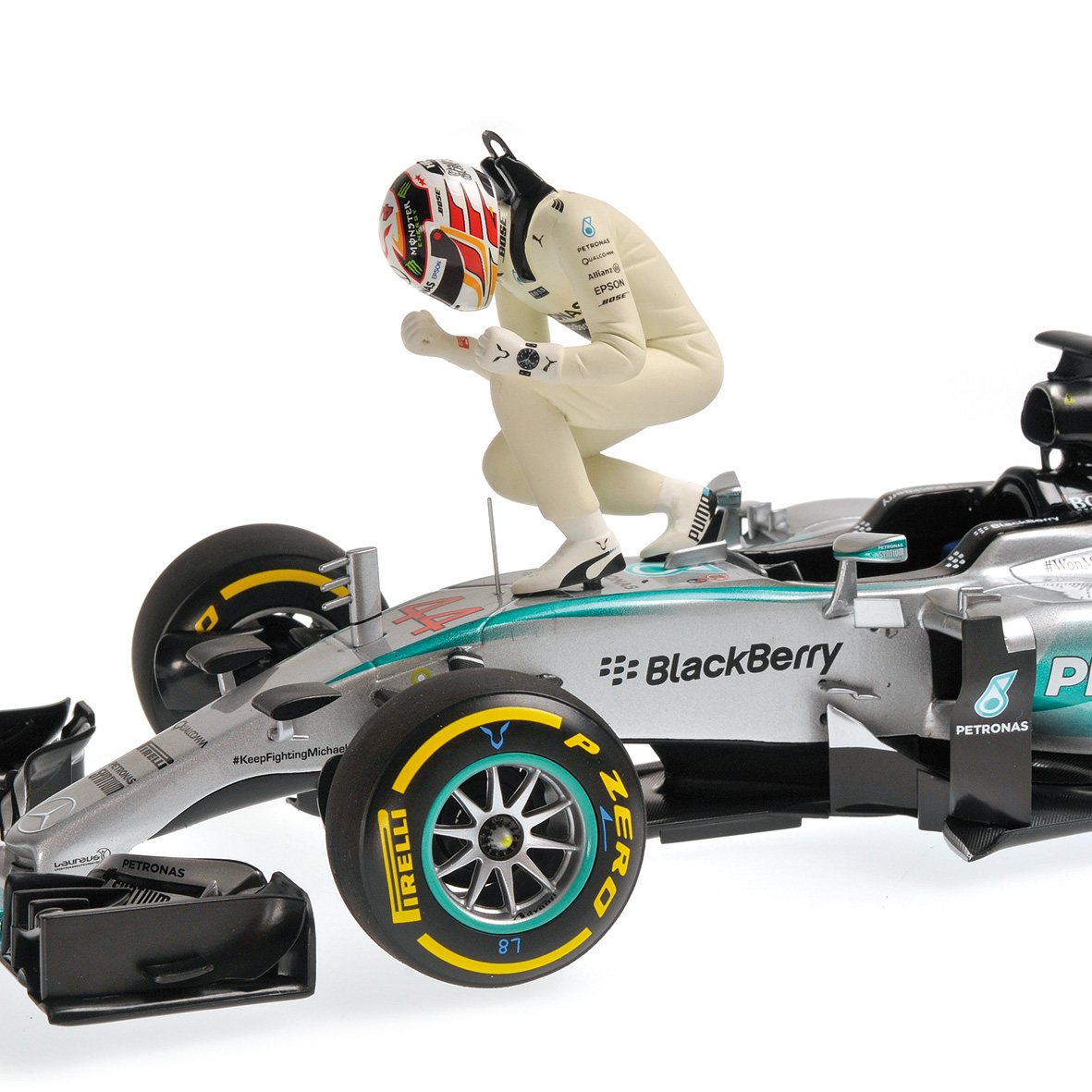 MERCEDES AMG PETRONAS F1 TEAM W06 HYBRID - LEWIS HAMILTON - WINNER USA GP 2015 - SET W/ FIGURINE
