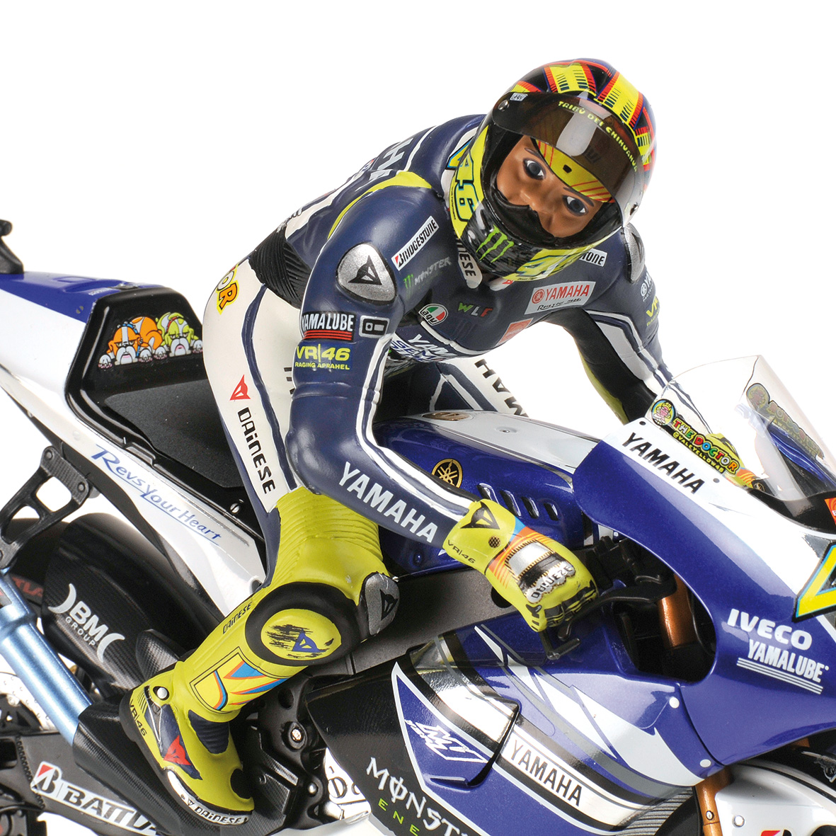 SET YAMAHA YZR-M1 - VALENTINO ROSSI - 1ST MOTOGP ASSEN 2013 - DIRTY LOOK - W/ FIGURINE