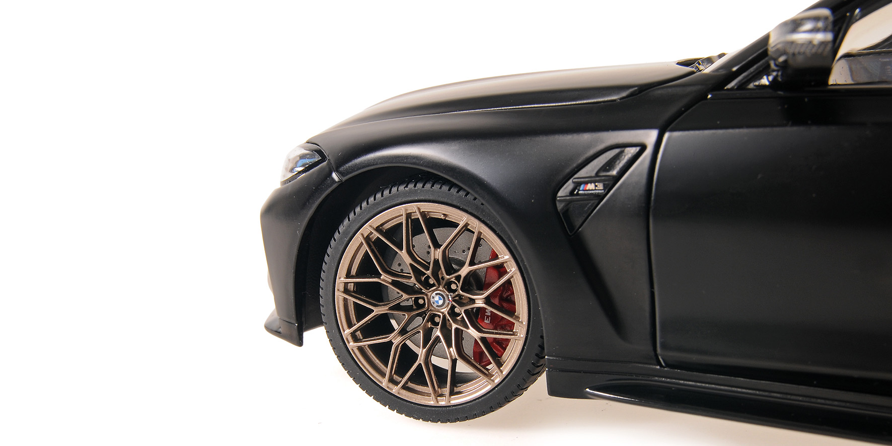 BMW M3 TOURING - 2024 - MATT BLACK W GOLD MAGNESIUM WHEELS AND BLACK INTERIOR BUCKET SEATS