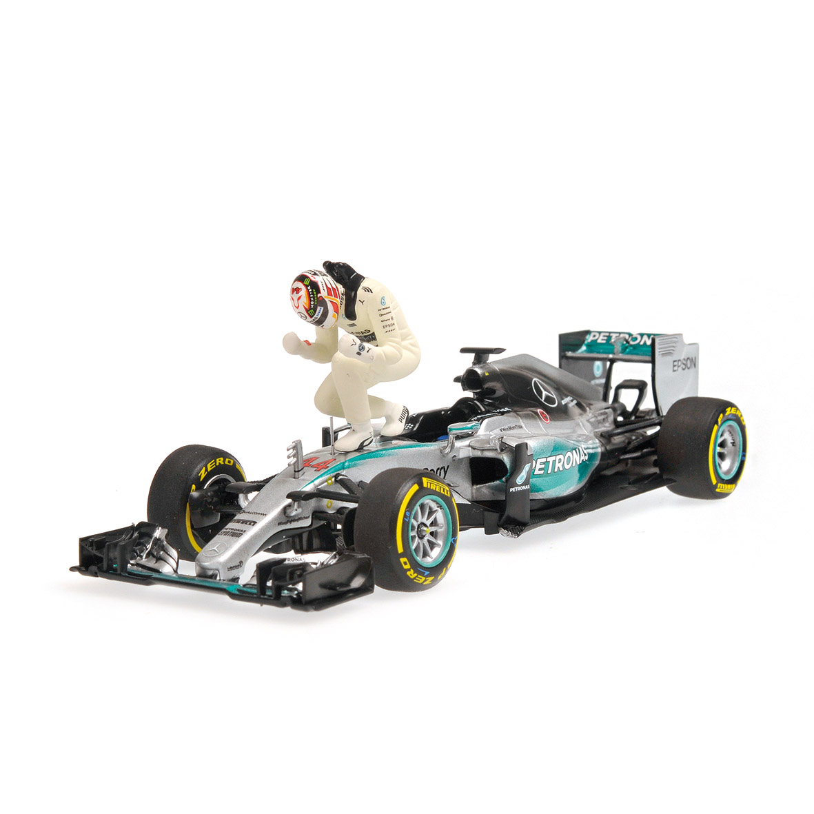 MERCEDES AMG PETRONAS F1 TEAM - F1 W06 HYBRID - LEWIS HAMILTON - WINNER USA GP 2015 SET W/ FIGURINE