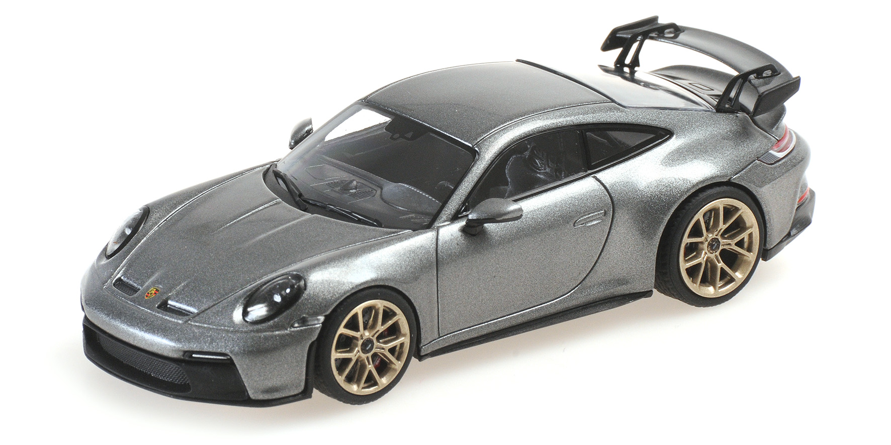 PORSCHE 911 (992) GT3 - 2020 - GREY METALLIC W/ GOLD WHEELS - EXCL. MINICHAMPS.DE