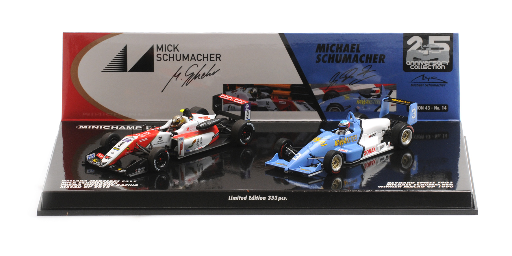 2-CAR SET - REYNARD SPIESS F903/DALLARA MERCEDES F317 - MICHAEL/MICK SCHUMACHER - MACAU 1990/2018