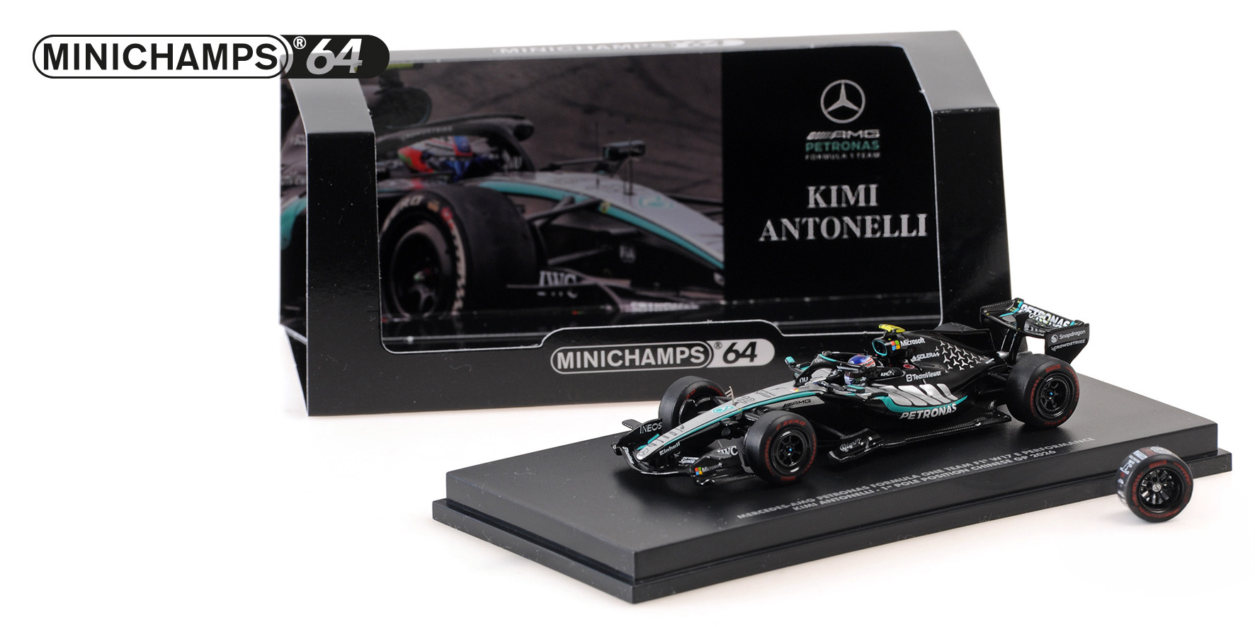 MERCEDES-AMG PETR. F1 TEAM W17 - KIMI ANTONELLI – 1ST POLE POSITION CHINESE GP 2026 W/POLE POSITION TYRE