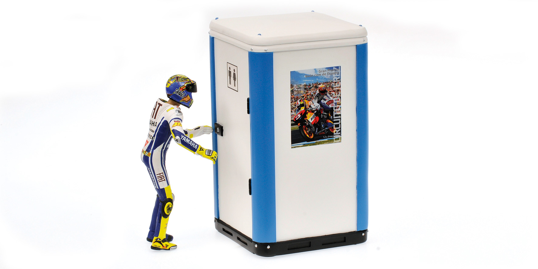 FIGURINE - VALENTINO ROSSI - MOTOGP 2009 JEREZ + MOBILE LAVATORY