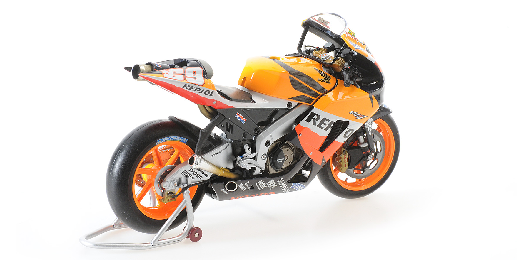 HONDA RC211V - NICKY HAYDEN - WORLD CHAMPION MOTOGP 2006 - W/ FIGURINE W/ FLAG