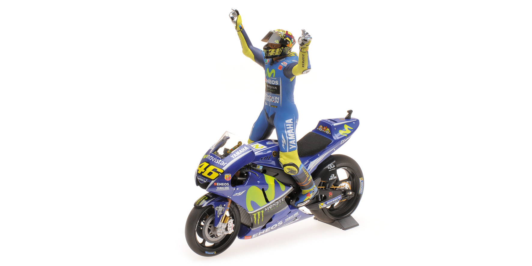 YAMAHA YZR-M1 - MOVISTAR YAMAHA - VALENTINO ROSSI - WINNER ASSEN GP 2017 - W/ FIGURINE