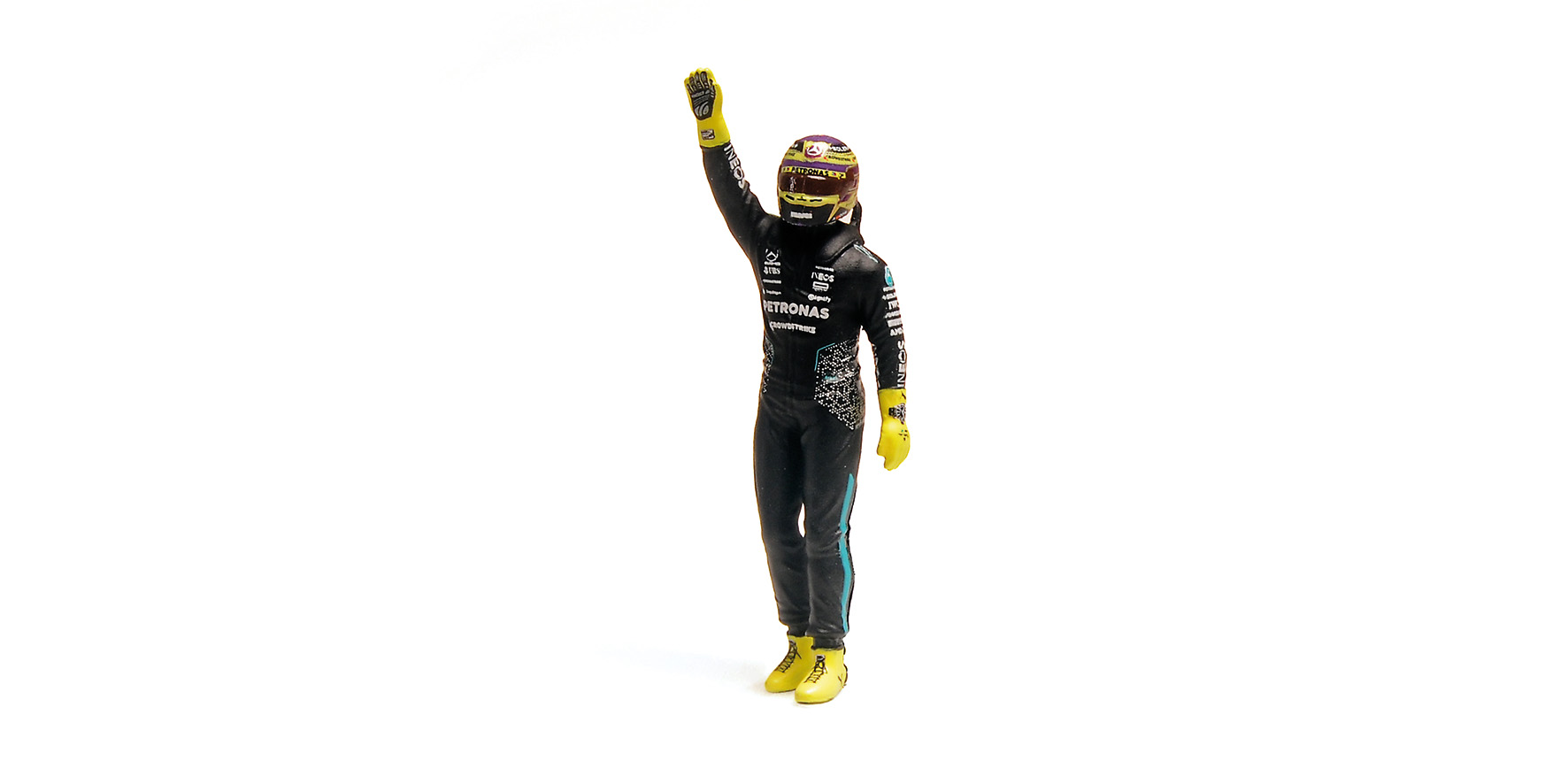 MERCEDES-AMG PETRONAS FORMULA ONE TEAM F1 W15 E PERFORMANCE - LEWIS HAMILTON - LAST RACE MERCEDES GP - ABU DHABI GP 2024 W/FIGURINE