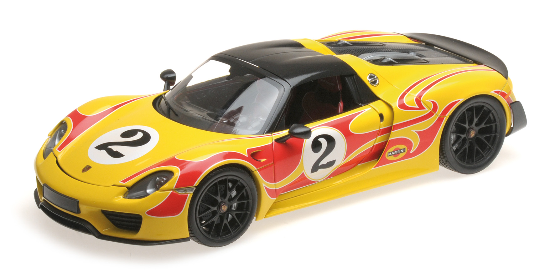PORSCHE 918 SPYDER - 2013 - W/ WEISSACH PACKAGE - YELLOW W/ RED STRIPES