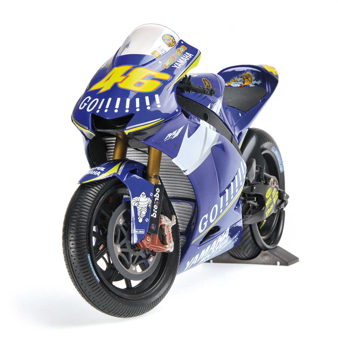 SET BIKE + FIGURINE YAMAHA YZR-M1 - VALENTINO ROSSI - MOTOGP DONINGTON 2005