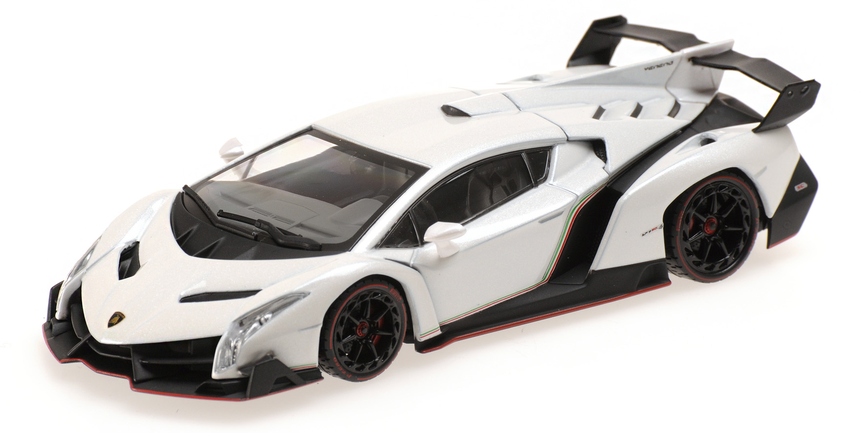 LAMBORGHINI VENENO - WHITE W/ RED STRIPE (05571W)