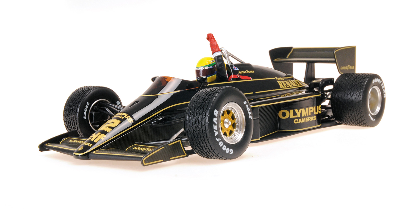LOTUS RENAULT 97T - AYRTON SENNA - GP PORTUGAL 1985 (W/RAIN TYRES) - 1ST CAREER WIN - END OF RACE