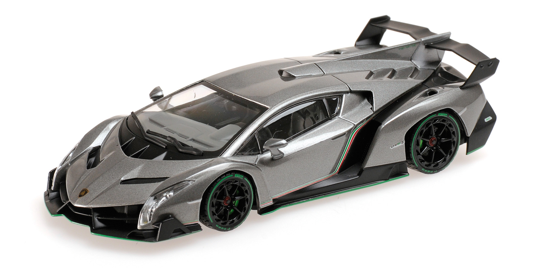 LAMBORGHINI VENENO - GREY W/ GREEN LINE (05571GRG)
