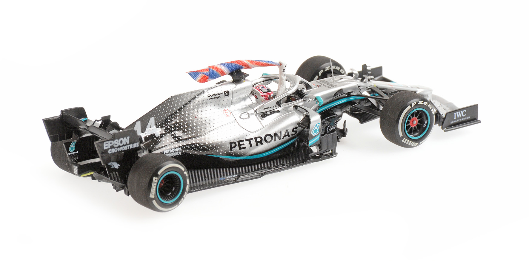 MERCEDES-AMG PETRONAS MOTORSPORT F1 W10 EQ POWER+ - LEWIS HAMILTON W. FLAG - WINNER BRITISH GP 2019