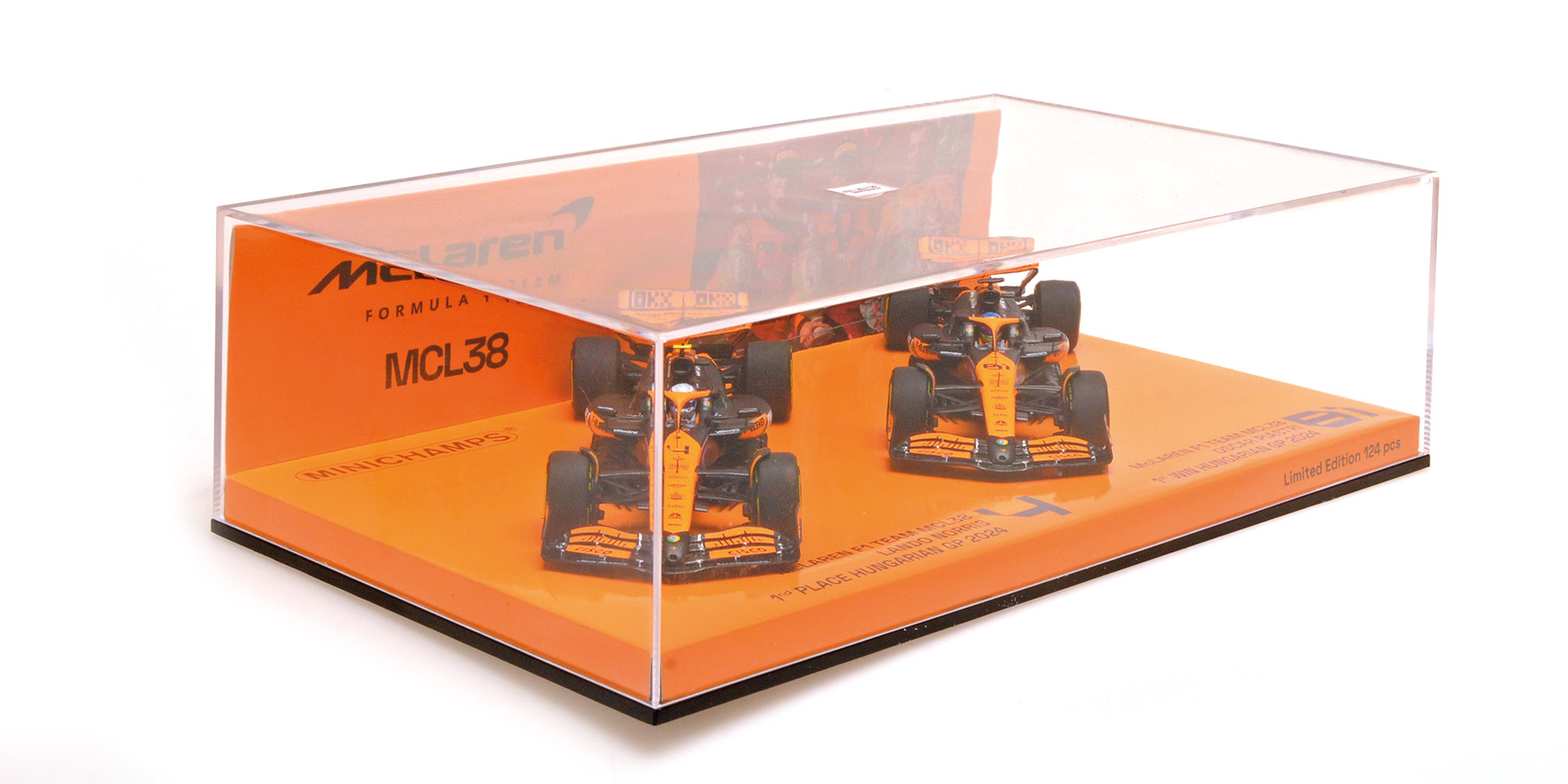 2-CAR SET - MCLAREN F1 TEAM MCL38 - 1-2 FINISH PIASTRI/NORRIS - HUNGARIAN GP 2024