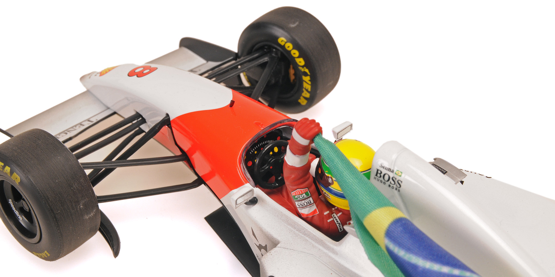 MCLAREN FORD MP4/8 - AYRTON SENNA - WINNER AUSTRALIAN GP 1993 WITH FLAG - DIRTY VERSION