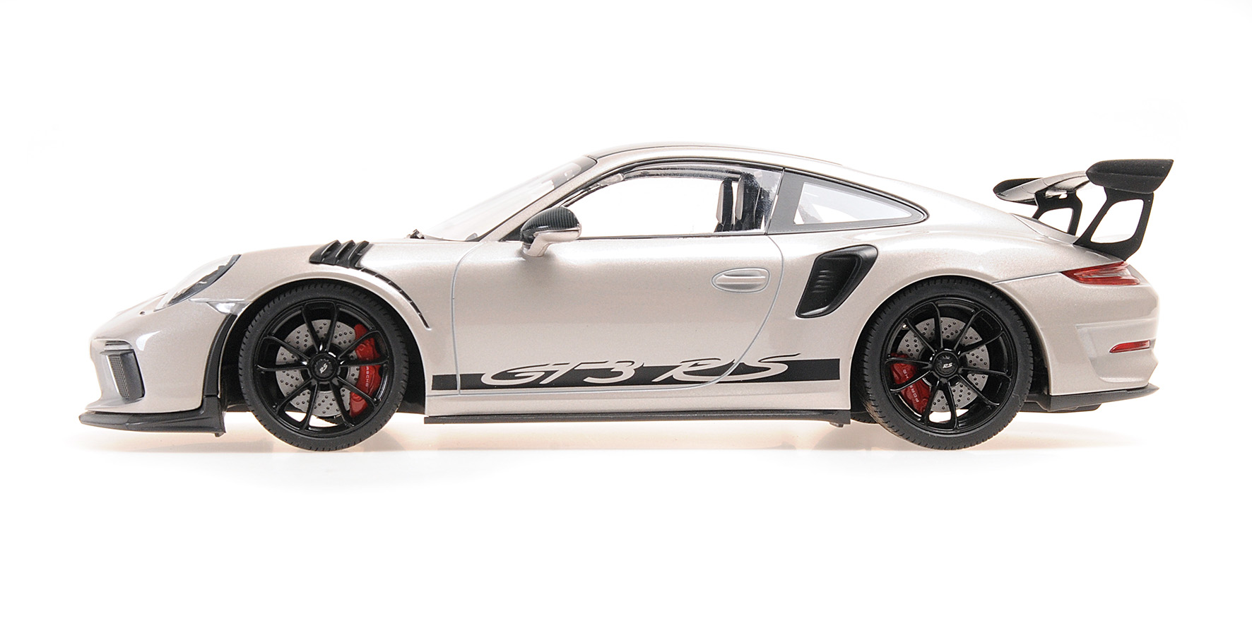 PORSCHE 911 GT3RS (991.2) - 2019 - SILVER W/ WEISSACH PACKAGE W/WORDING W/ BLACK WHEELS