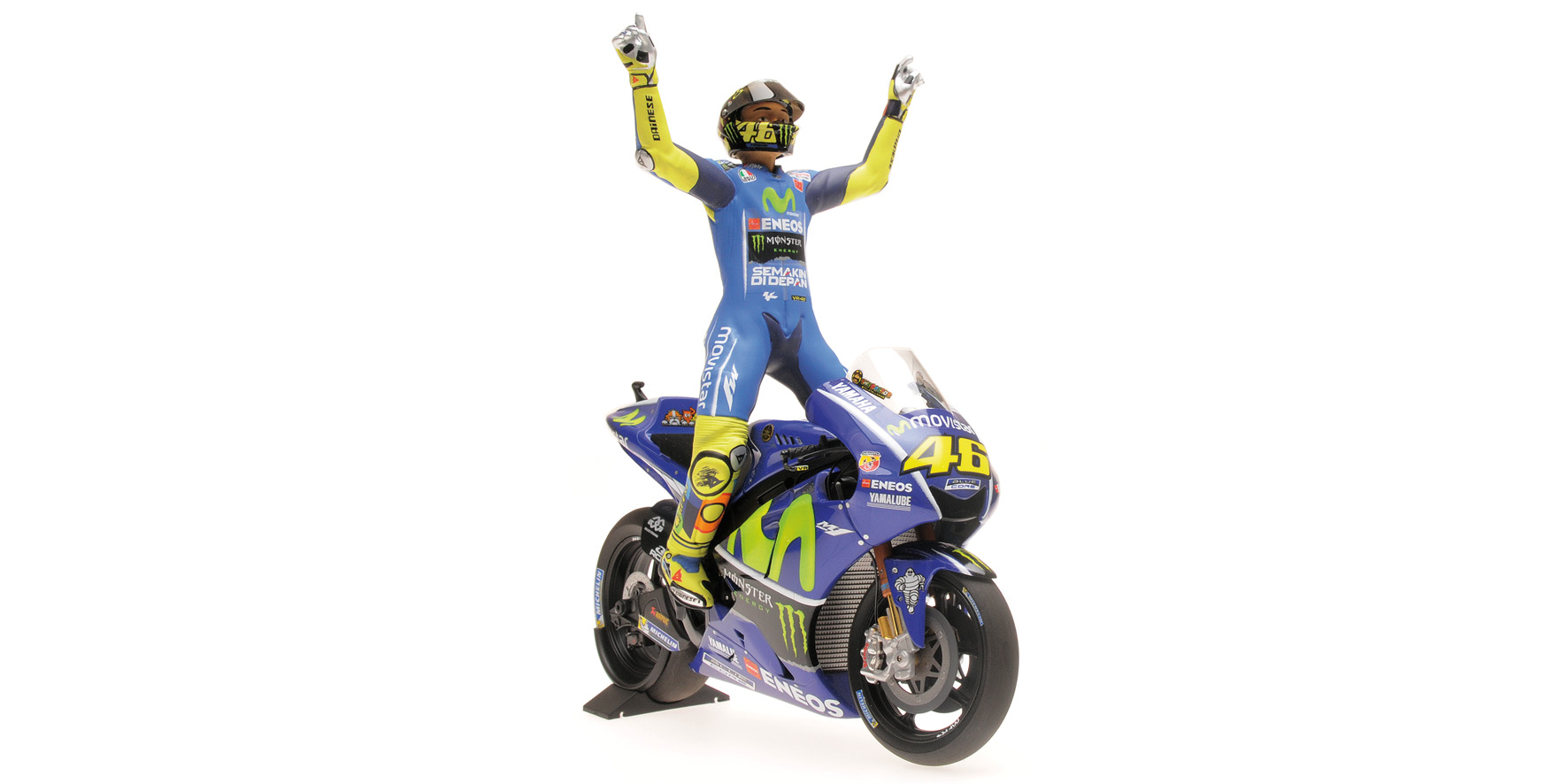 YAMAHA YZR-M1 - MOVISTAR YAMAHA - VALENTINO ROSSI - WINNER ASSEN GP 2017 - W/ FIGURINE