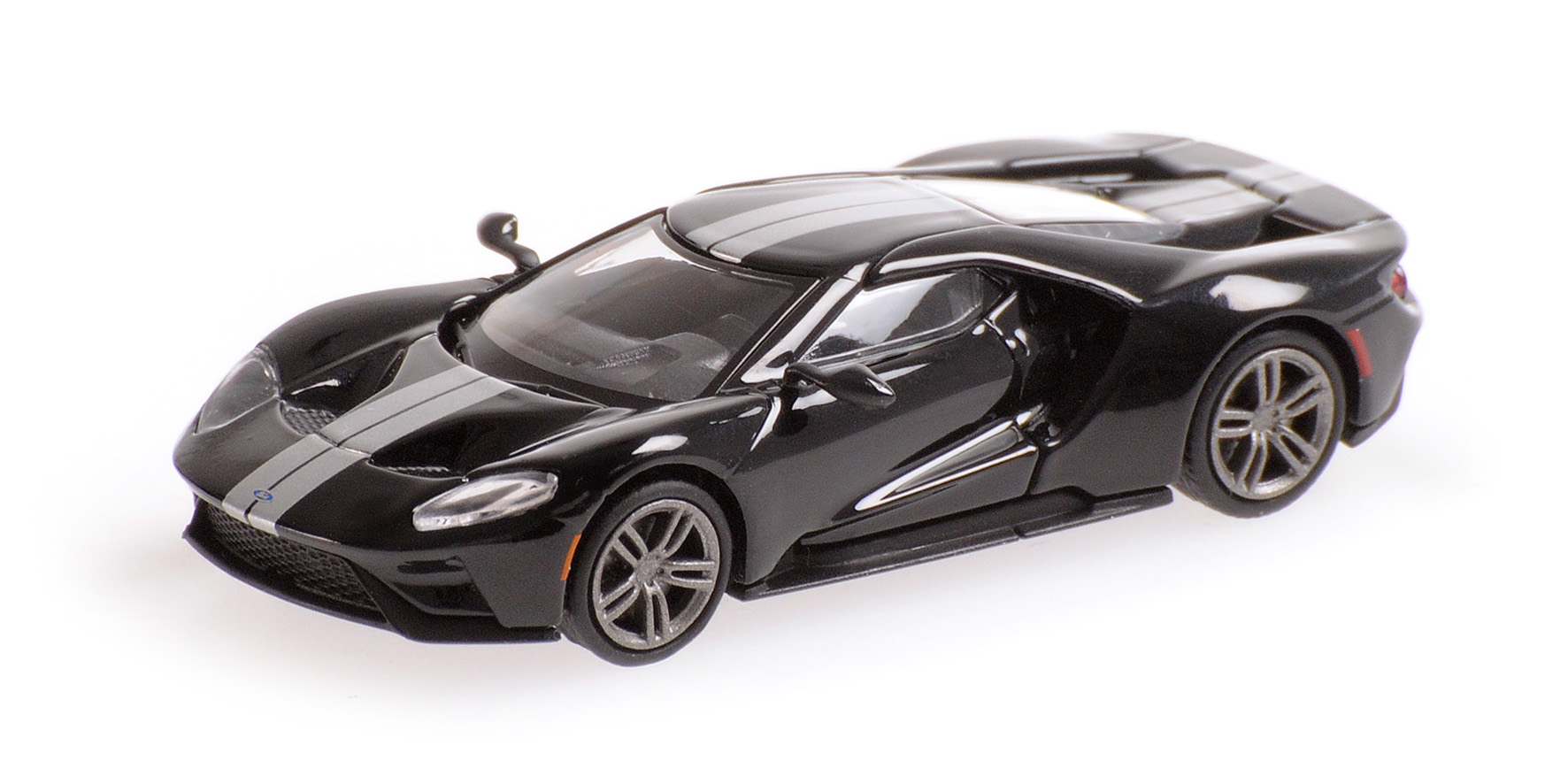 FORD GT - 2018 - BLACK W/ SILVER STRIPES