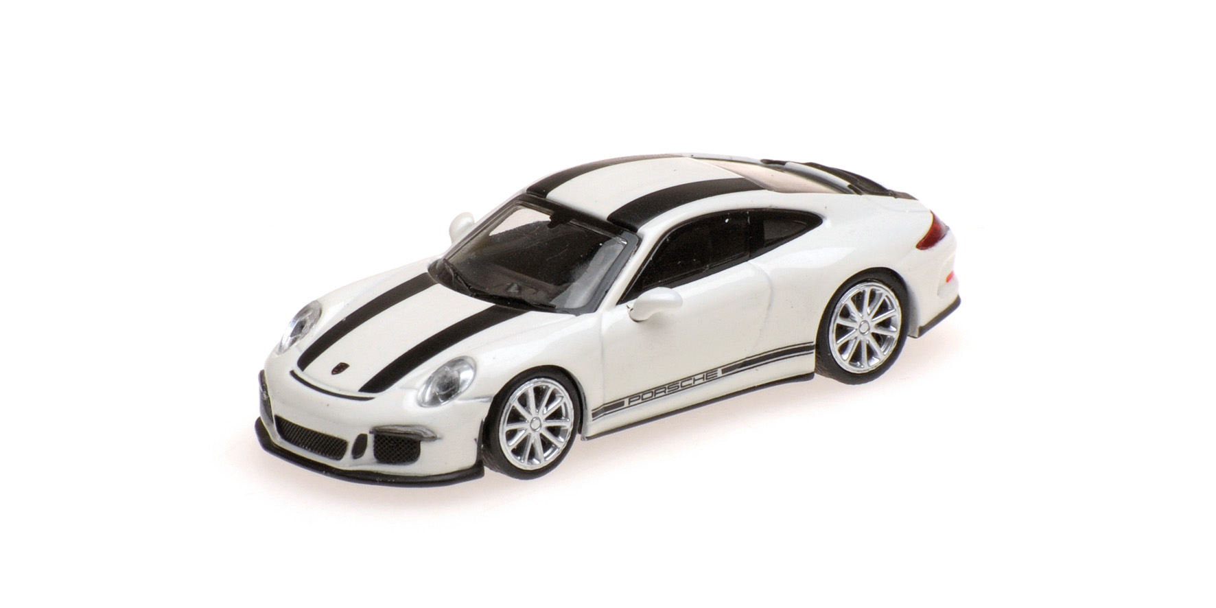 PORSCHE 911 R - 2016 - WHITE W/ BLACK STRIPES W/ BLACK WRITING