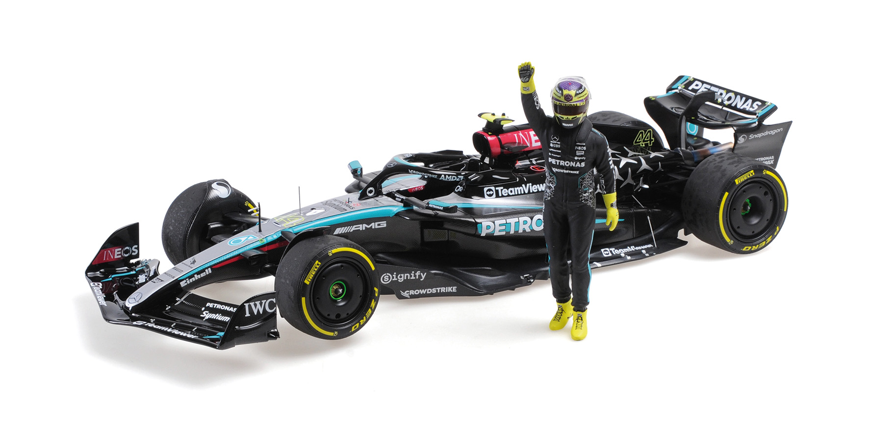 MERCEDES-AMG PETR. F1 TEAM  W15 E PERF. - L. HAMILTON - LAST RACE MERC GP - ABU DHABI GP 2024 W/FIG