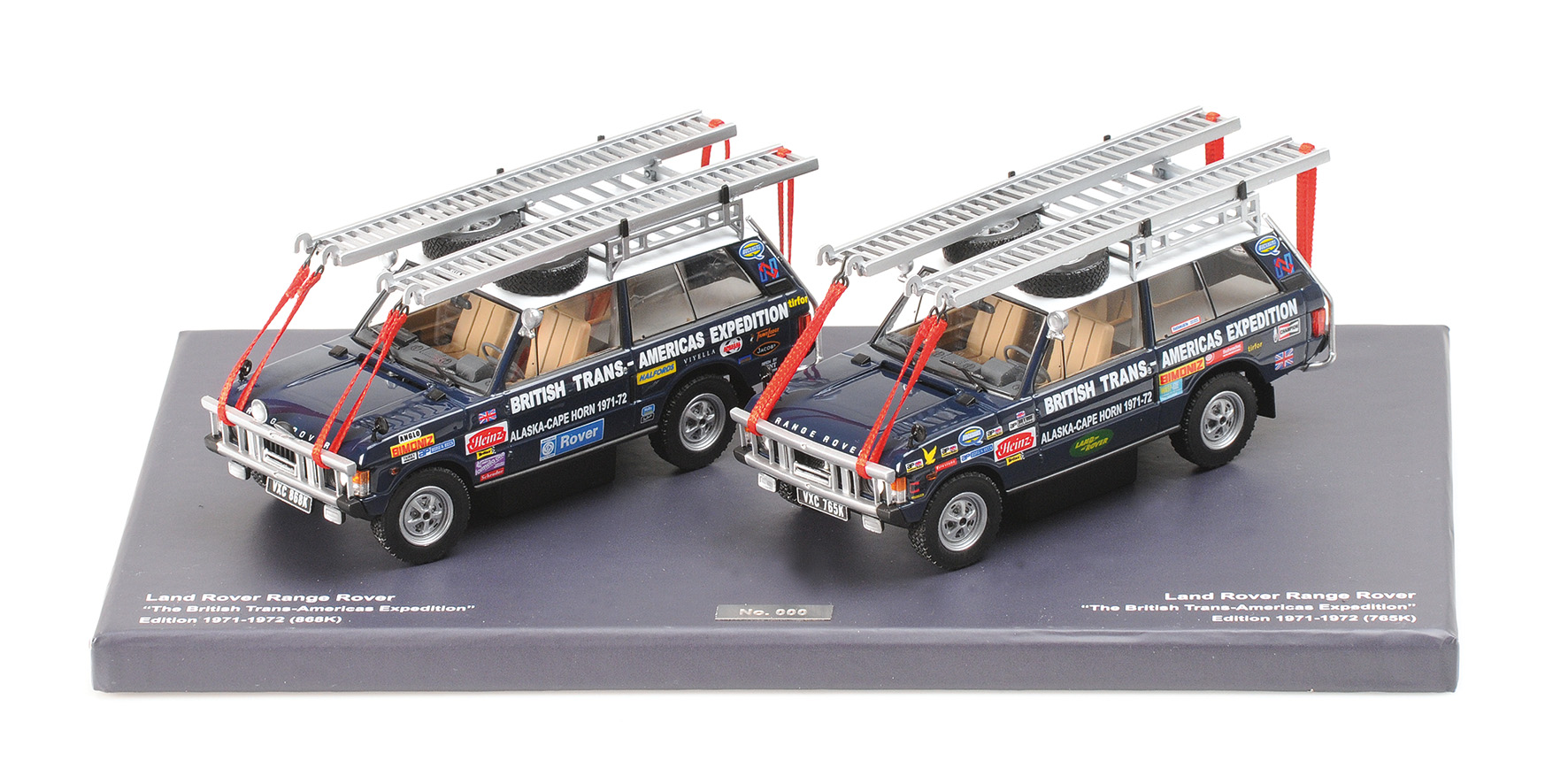 2 CAR SET - LAND ROVER THE BRITISH TRANS AMERICAS EXPEDITION