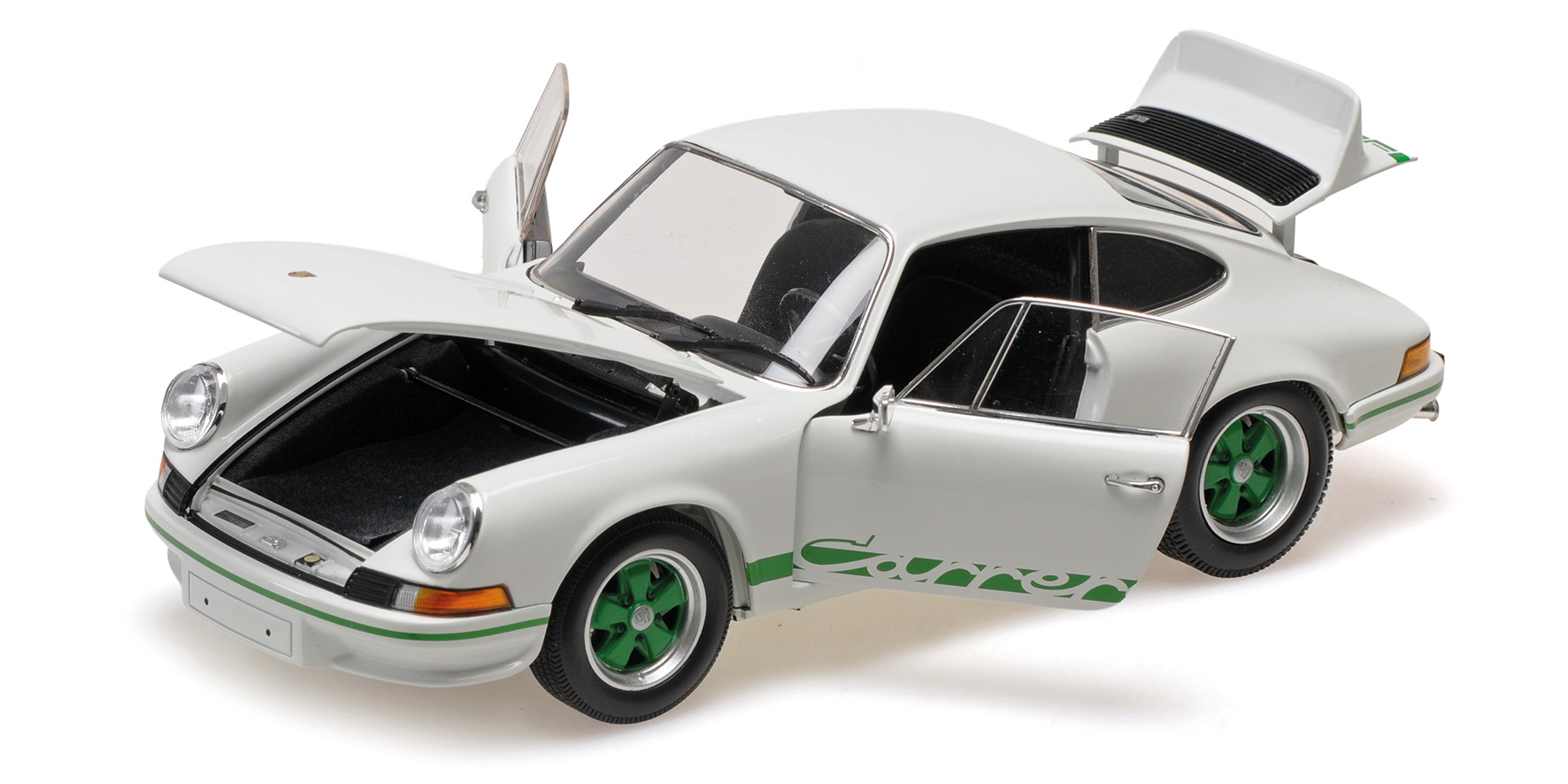 PORSCHE 911 CARRERA RS - 1972 - WHITE W/GREEN DECOR