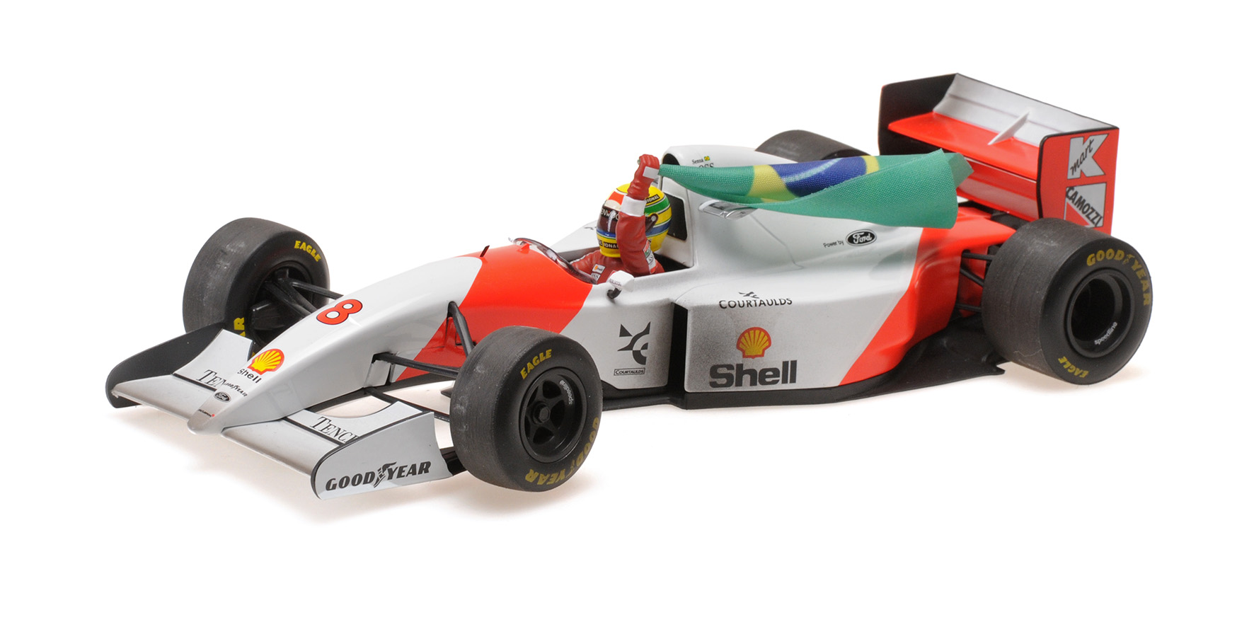 MCLAREN FORD MP4/8 - AYRTON SENNA - WINNER AUSTRALIAN GP 1993 WITH FLAG - DIRTY VERSION