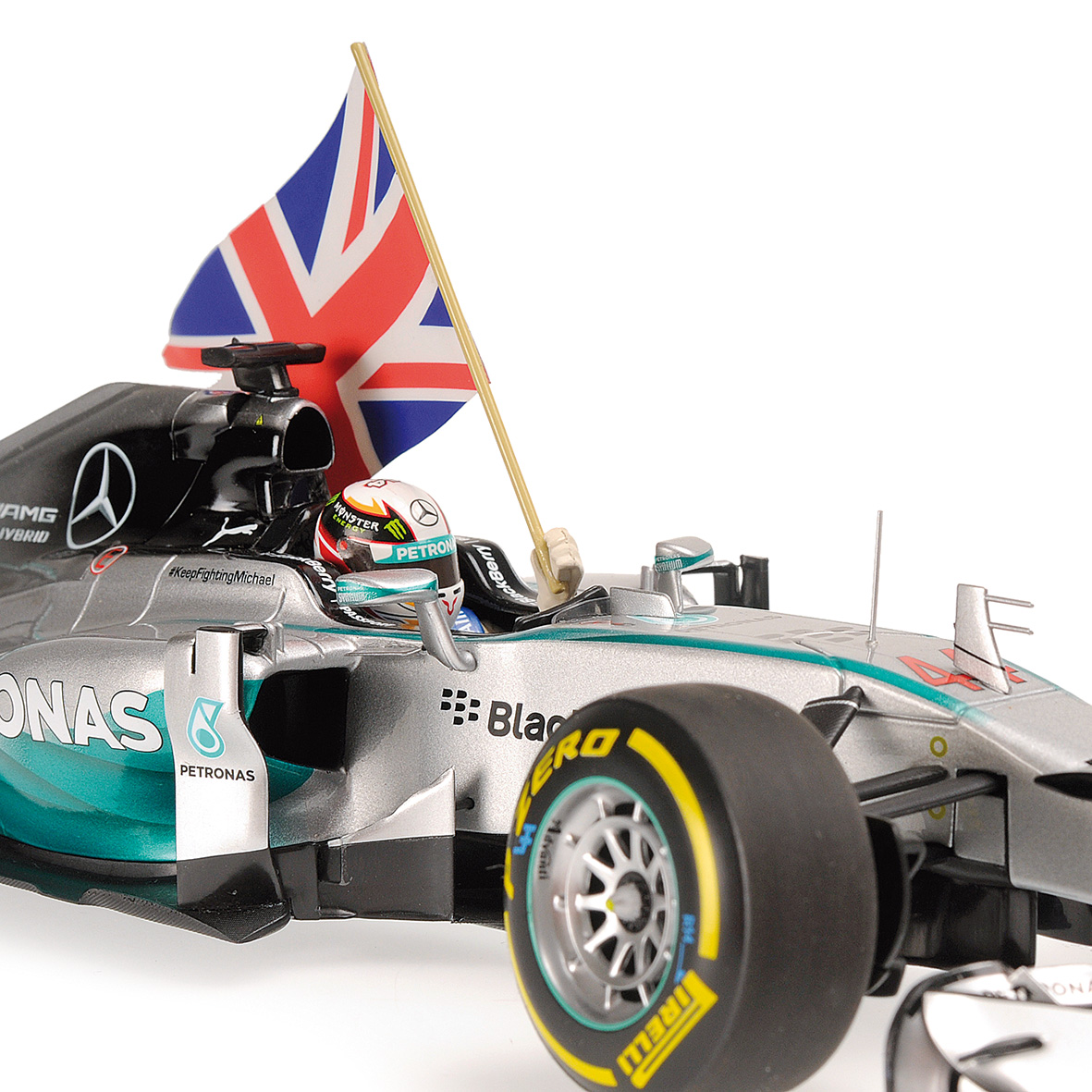 MERCEDES AMG PETRONAS F1 TEAM W05 - LEWIS HAMILTON - WINNER ABU DHABI GP 2014 W.FLAG