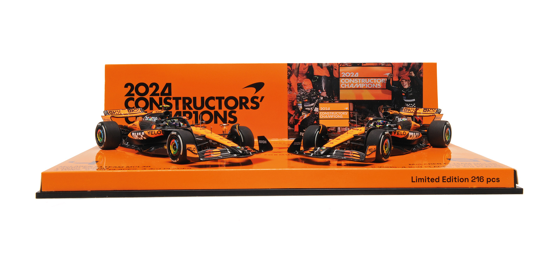 2-CAR SET - MCLAREN F1 TEAM MCL38 - CONSTRUCTORS CHAMPIONS - NORRIS/PIASTRI - ABU DHABI GP 2024
