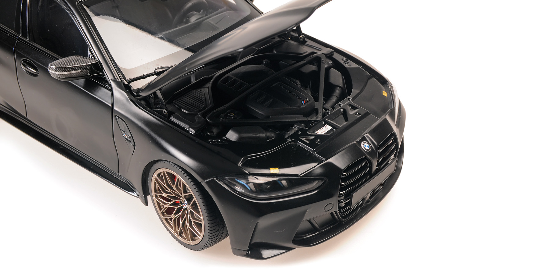 BMW M3 TOURING - 2024 - MATT BLACK W GOLD MAGNESIUM WHEELS AND BLACK INTERIOR BUCKET SEATS