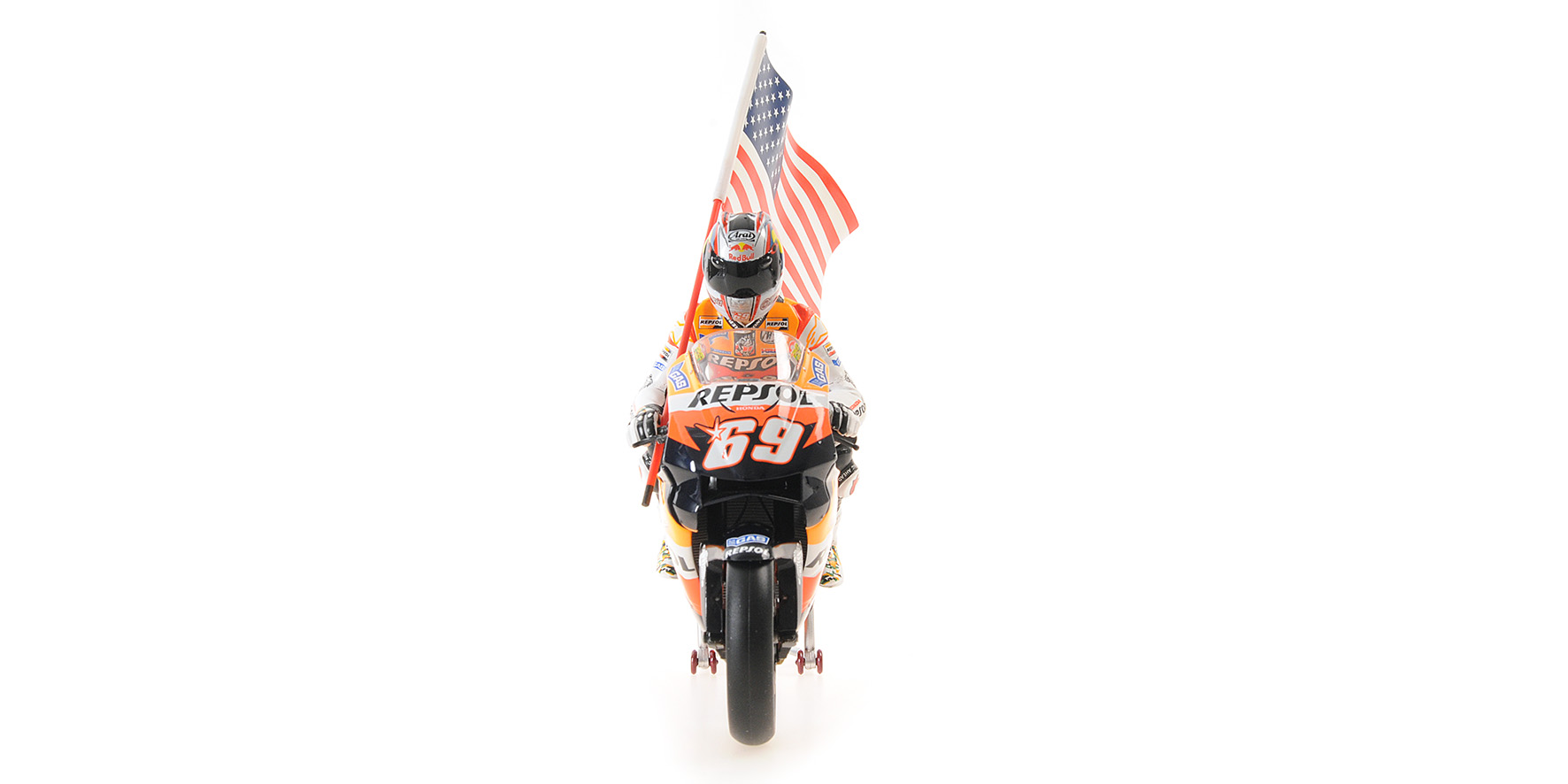 HONDA RC211V - NICKY HAYDEN - WORLD CHAMPION MOTOGP 2006 - W/ FIGURINE W/ FLAG