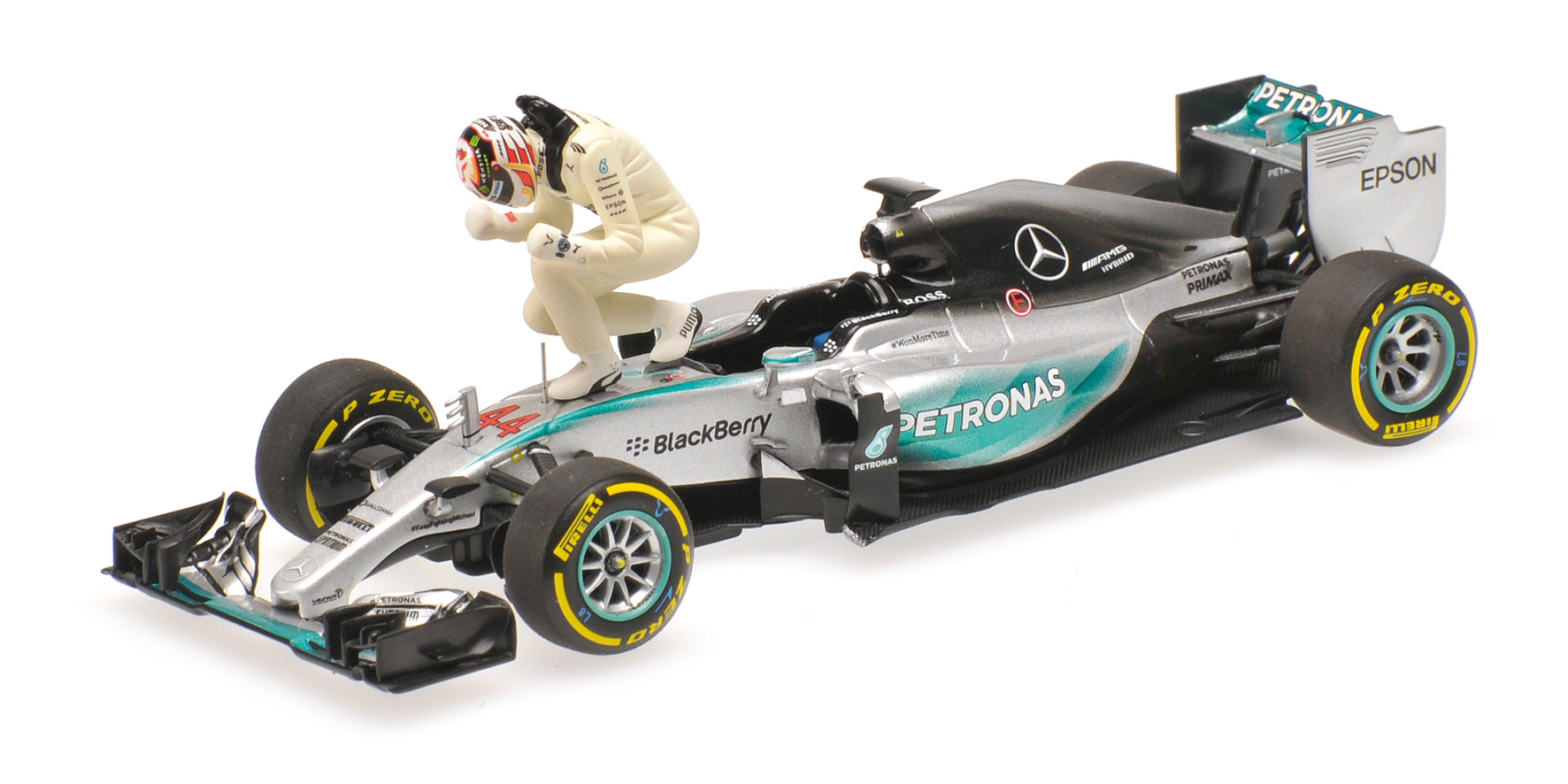 MERCEDES AMG PETRONAS F1 TEAM - F1 W06 HYBRID - LEWIS HAMILTON - WINNER USA GP 2015 SET W/ FIGURINE