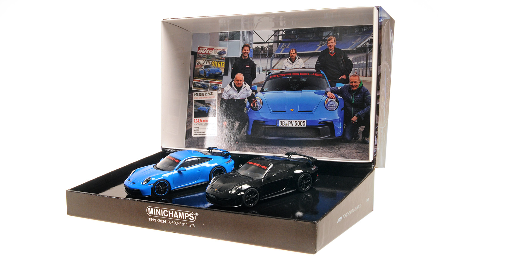 2 - CAR SET - PORSCHE 911 (992) GT3 - 2021 - SHARKBLUE & BLACK - SPORT AUTO