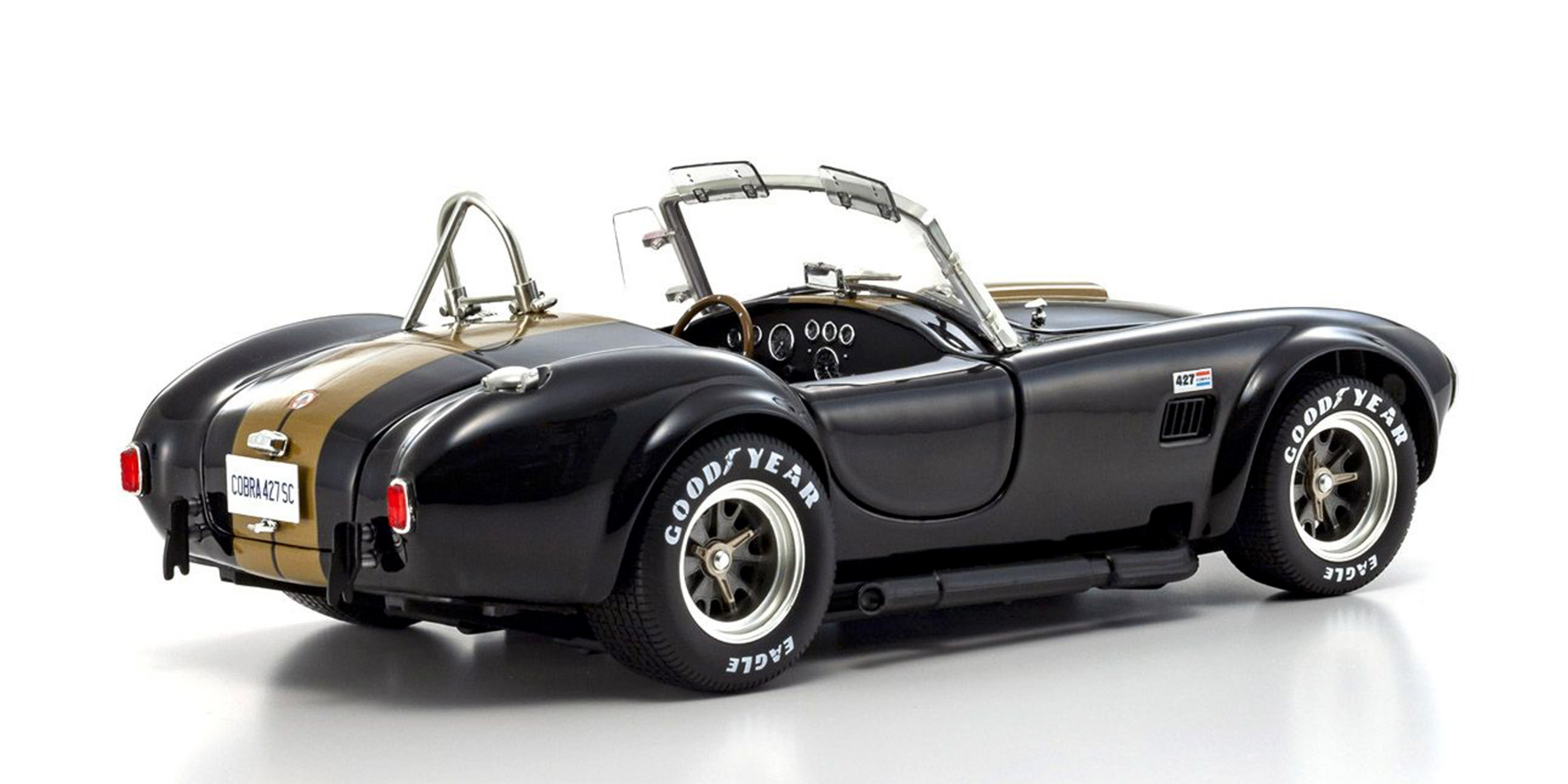 SHELBY COBRA 427 S/C - BLACK W/GOLD STRIPE (08048BKG)