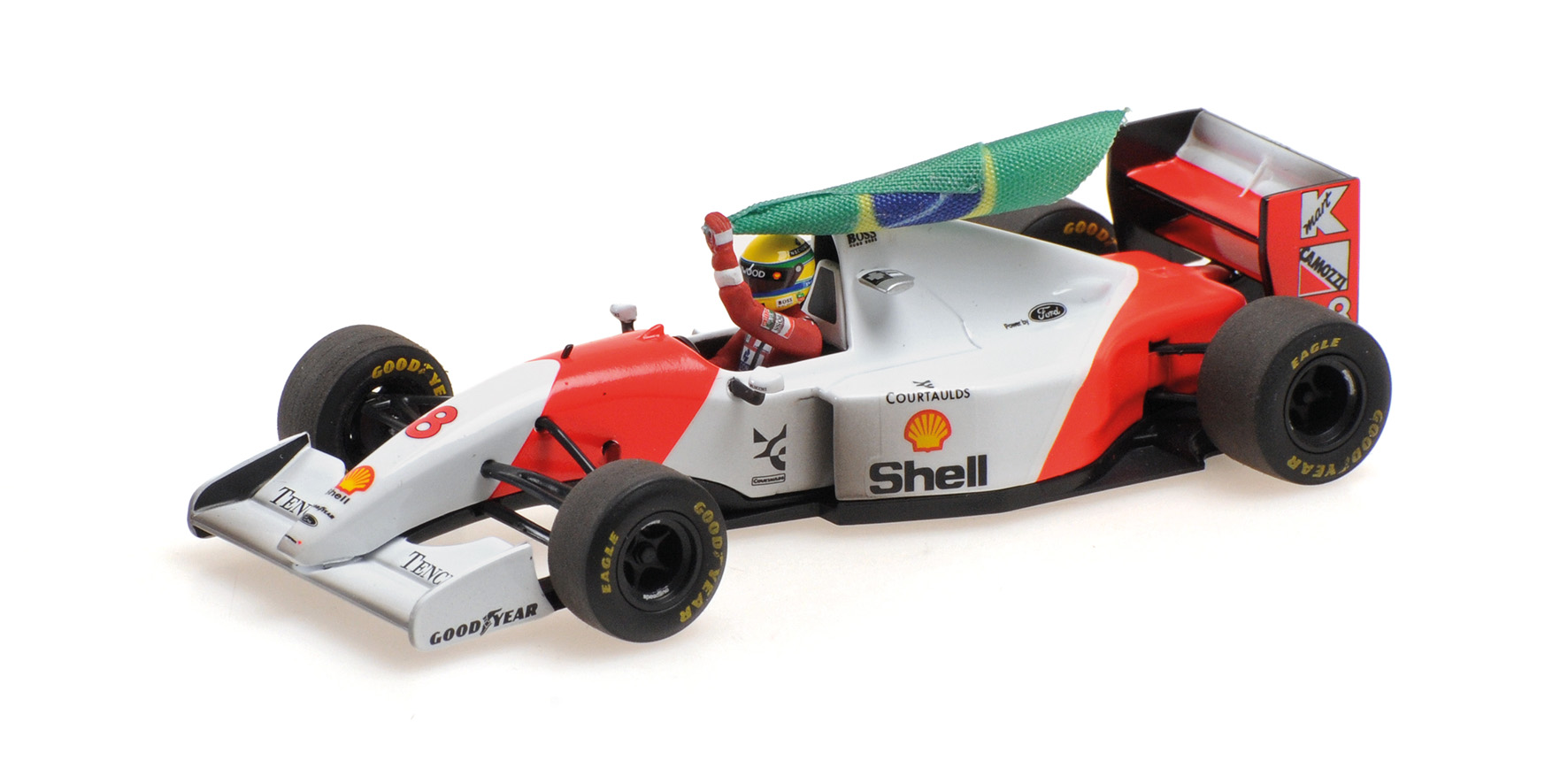 MCLAREN FORD MP4/8 - AYRTON SENNA - WINNER AUSTRALIAN GP 1993 WITH FLAG - DIRTY VERSION