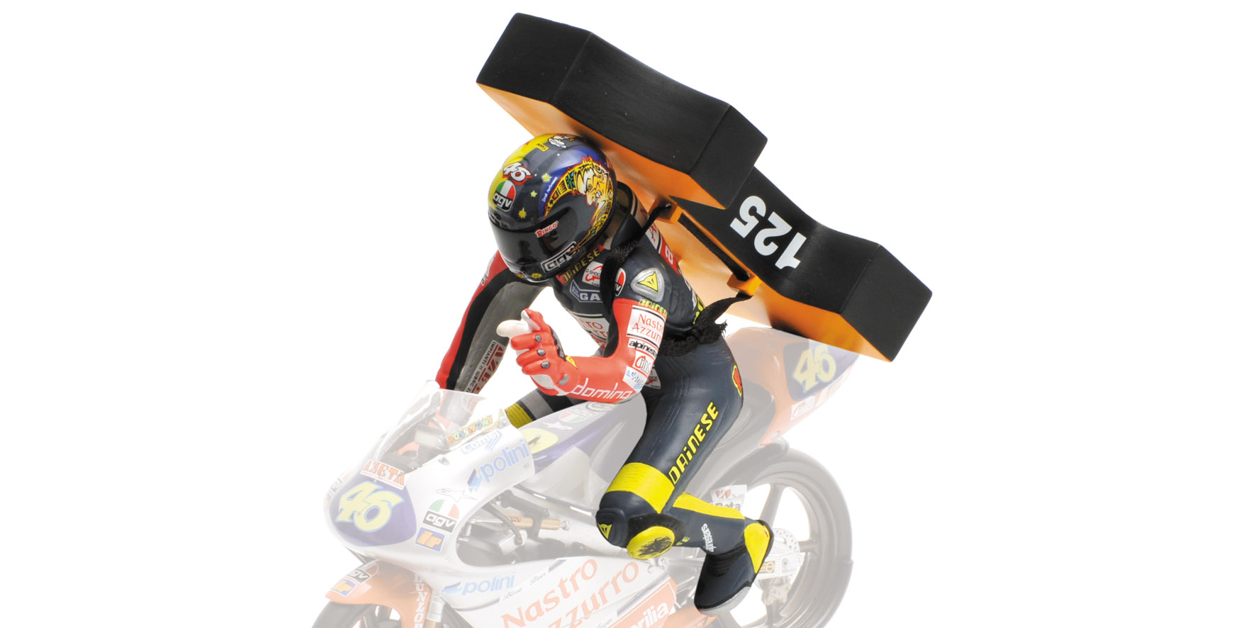 FIGURINE - VALENTINO ROSSI - 1ST WORLD CHAMPIONSHIP GP 125 BRNO - 1997