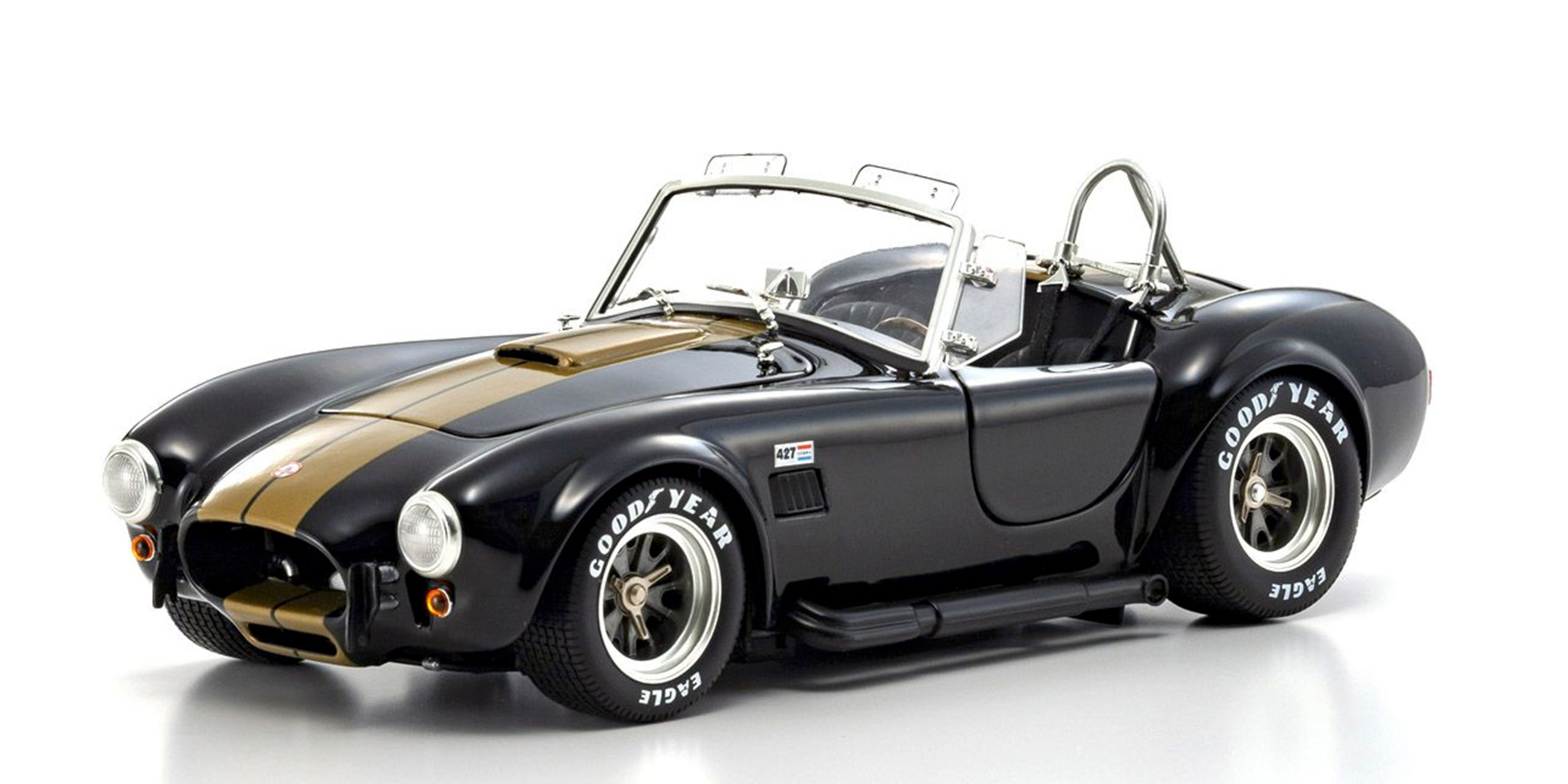 SHELBY COBRA 427 S/C - BLACK W/GOLD STRIPE (08048BKG)