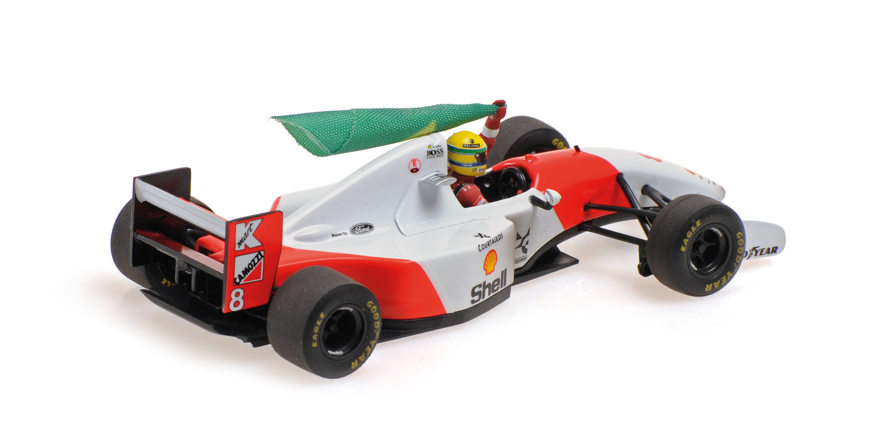 MCLAREN FORD MP4/8 - AYRTON SENNA - WINNER AUSTRALIAN GP 1993 WITH FLAG - DIRTY VERSION