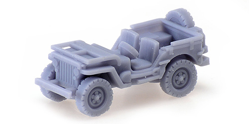 JEEP W/SPARE WHEEL + WINDSHIELD DOWN - UNPAINTED
