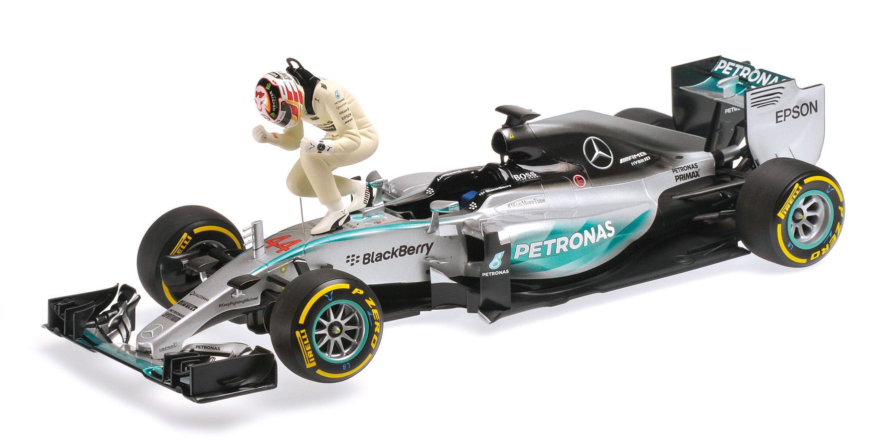 MERCEDES AMG PETRONAS F1 TEAM W06 HYBRID - LEWIS HAMILTON - WINNER USA GP 2015 - SET W/ FIGURINE
