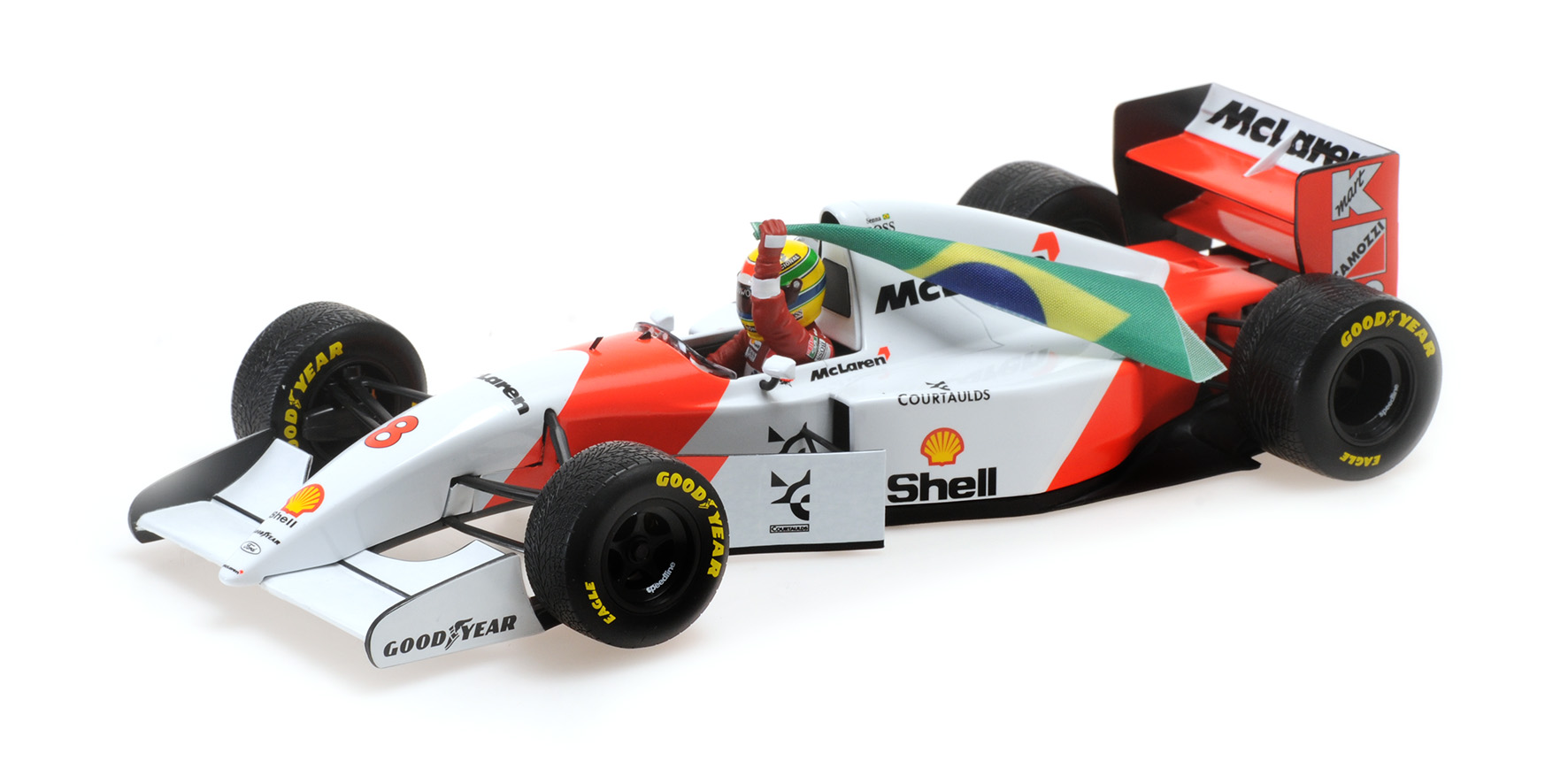 MCLAREN FORD MP4/8 - AYRTON SENNA - WINNER EUROPEAN GP 1993 WITH FLAG