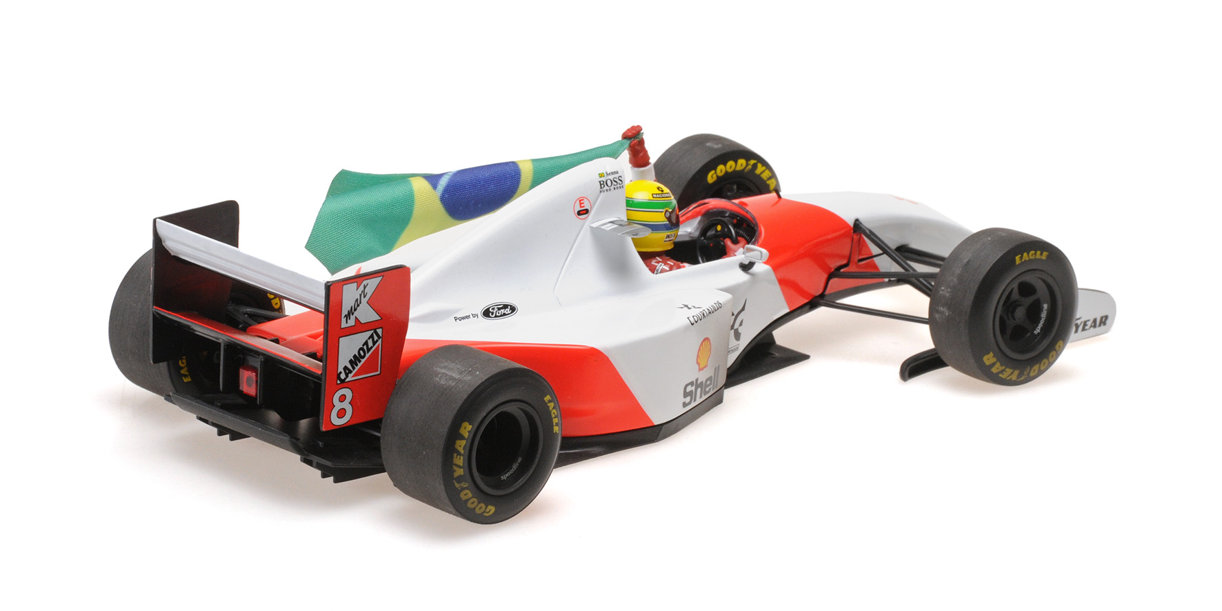 MCLAREN FORD MP4/8 - AYRTON SENNA - WINNER AUSTRALIAN GP 1993 WITH FLAG - DIRTY VERSION