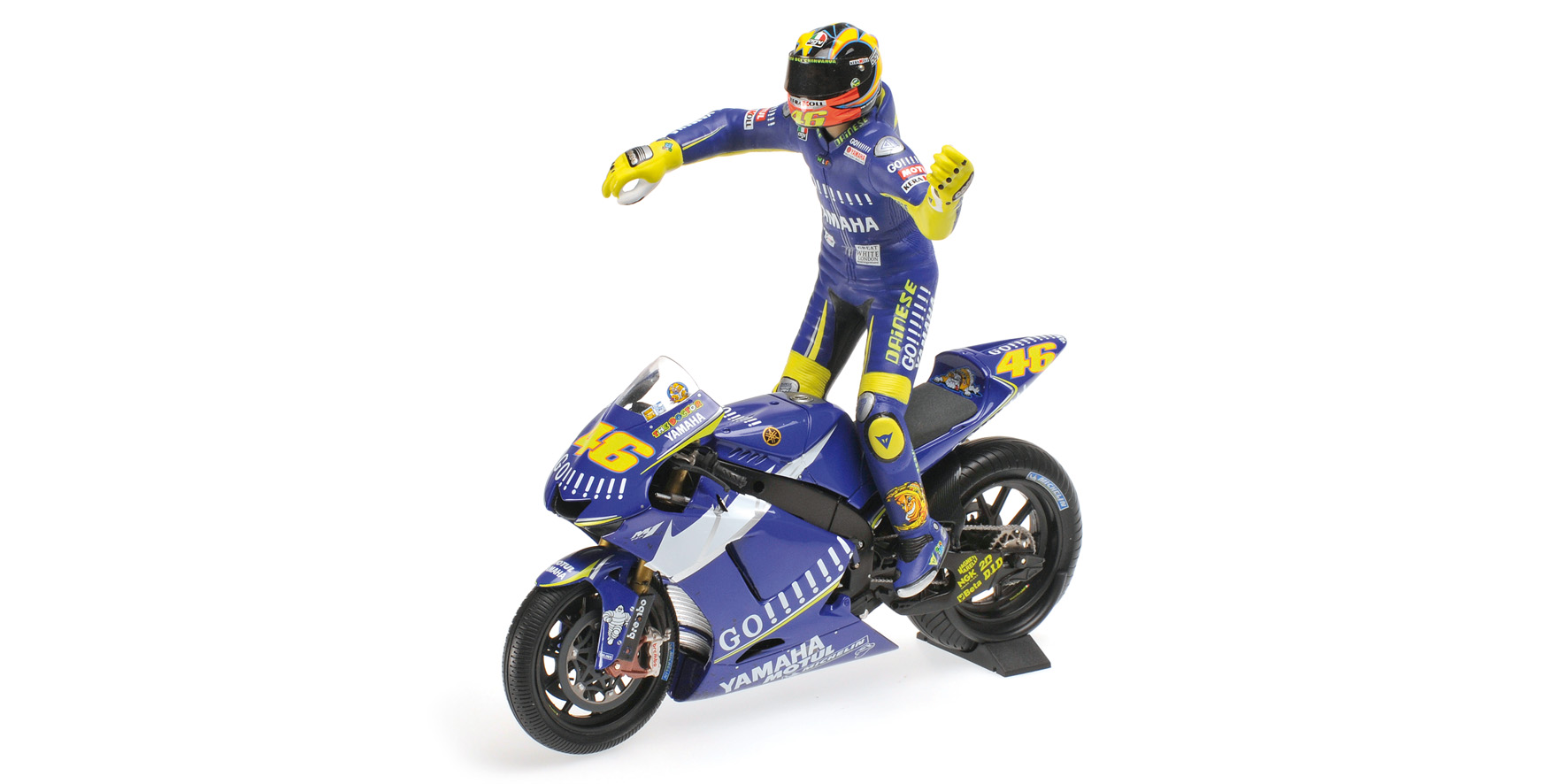 SET BIKE + FIGURINE YAMAHA YZR-M1 - VALENTINO ROSSI - MOTOGP DONINGTON 2005