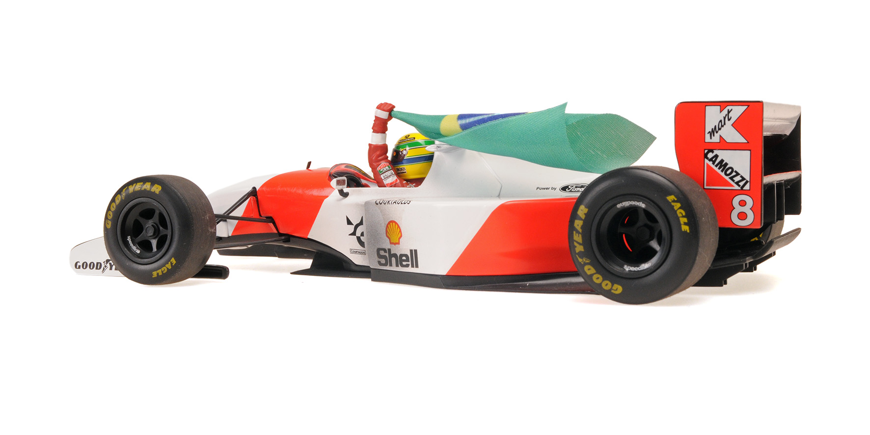 MCLAREN FORD MP4/8 - AYRTON SENNA - WINNER AUSTRALIAN GP 1993 WITH FLAG - DIRTY VERSION