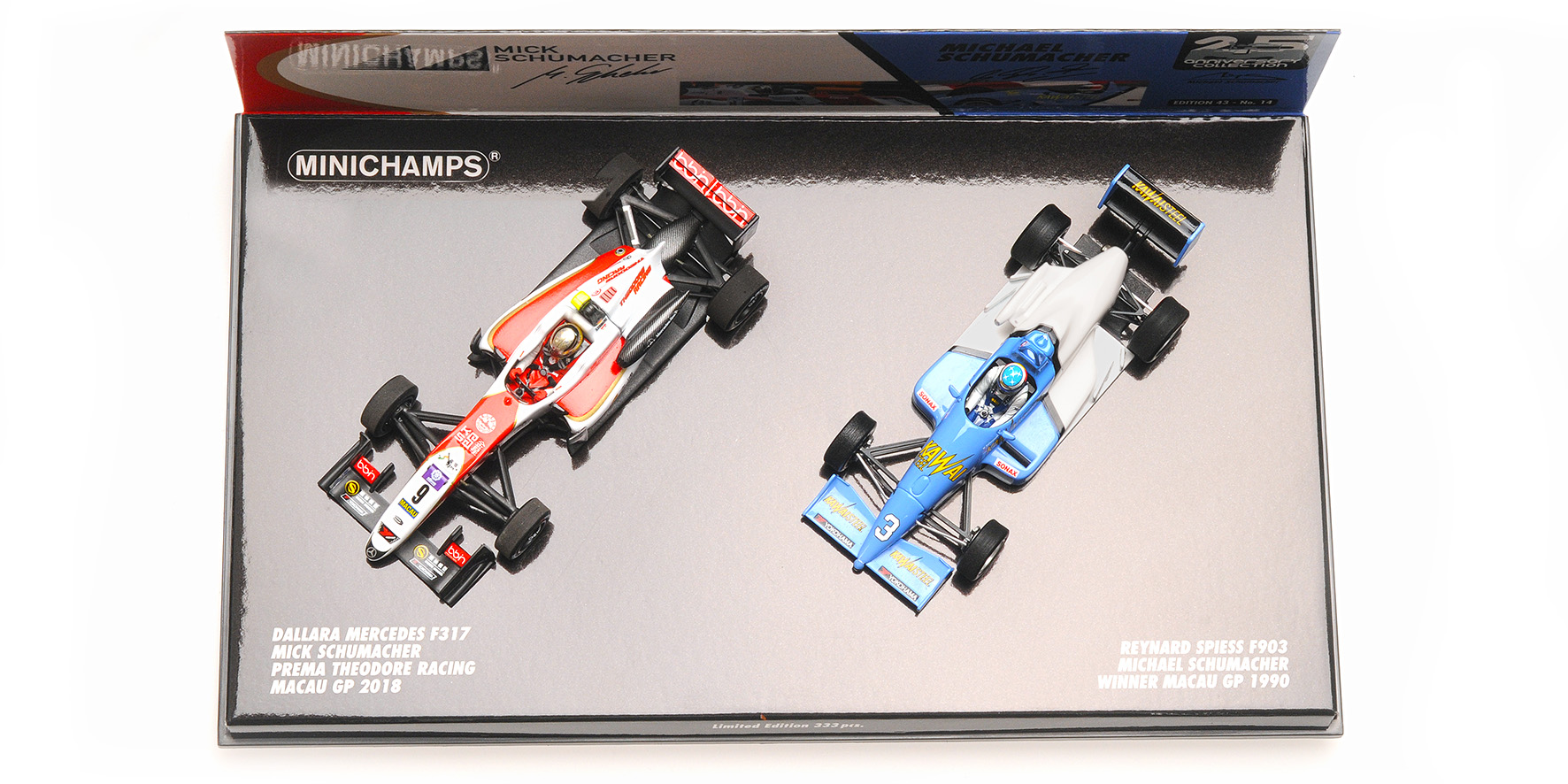 2-CAR SET - REYNARD SPIESS F903/DALLARA MERCEDES F317 - MICHAEL/MICK SCHUMACHER - MACAU 1990/2018
