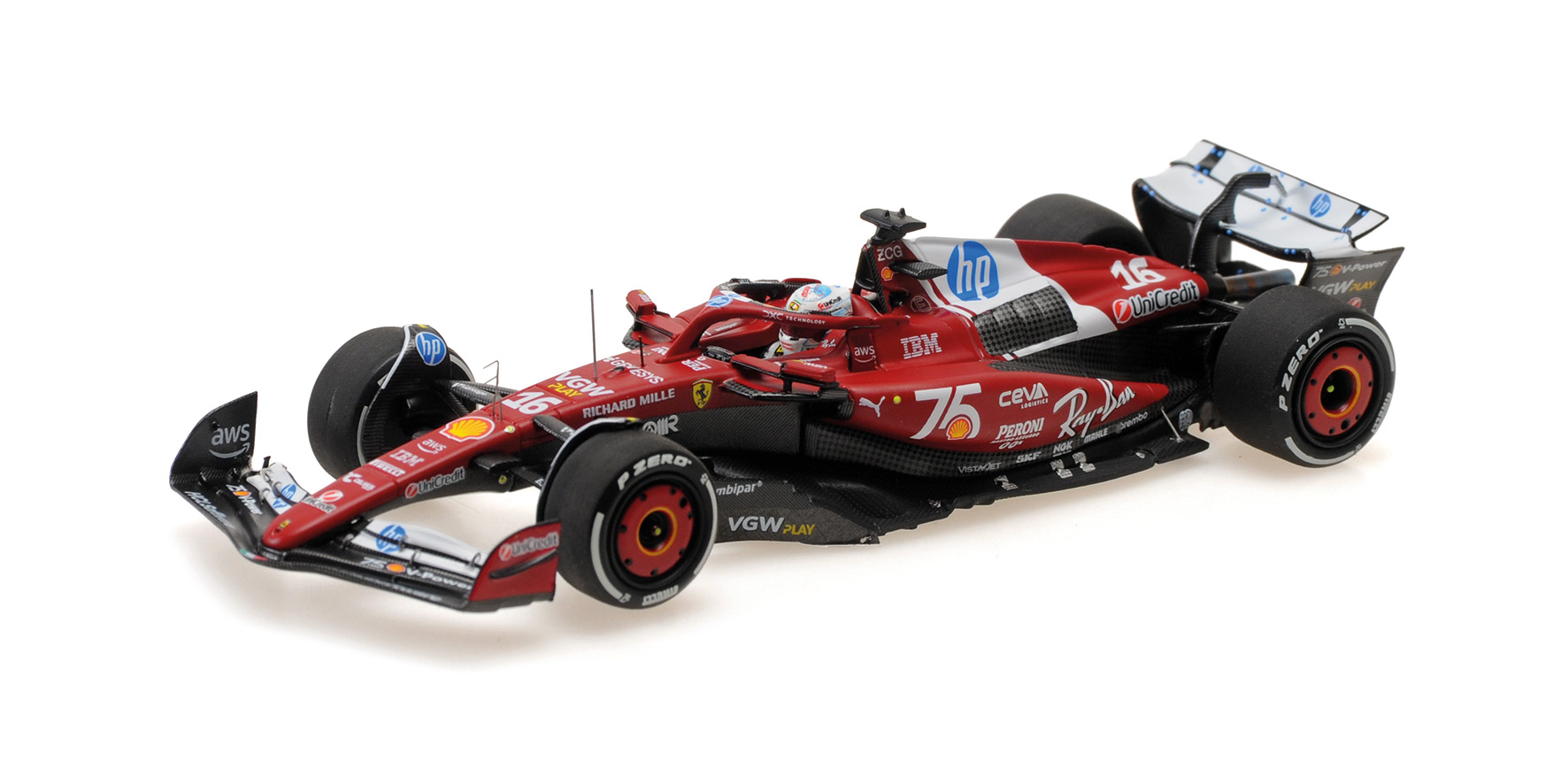 FERRARI SF-25 - CHARLES LECLERC - 2ND PLACE MONACO GP 2025 W/DRIVER FIGURINE
