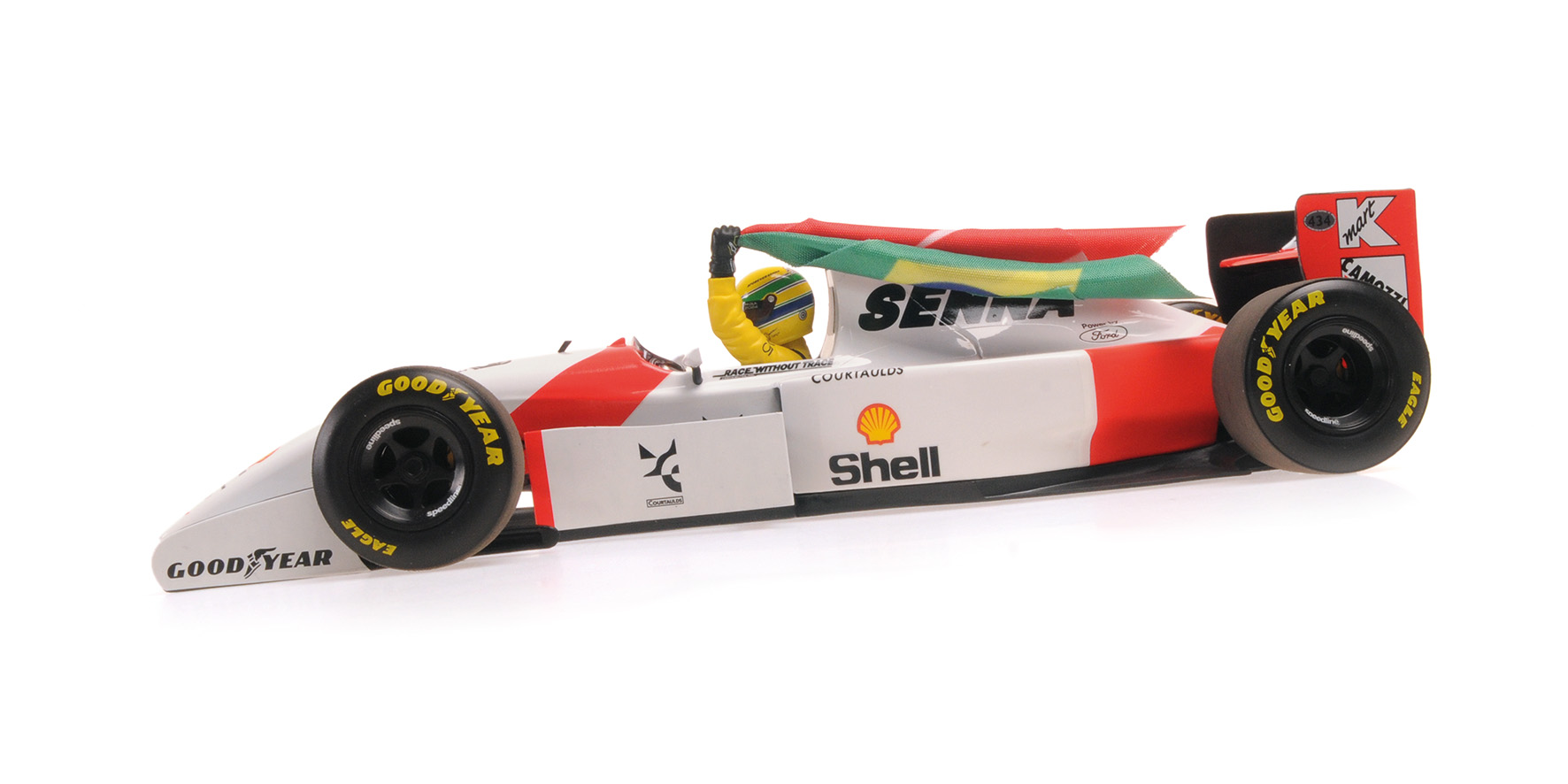 MCLAREN FORD MP4/8 - SEBASTIAN VETTEL - TRIBUTE IMOLA 19.05.24 W FIGURINE AND FLAG